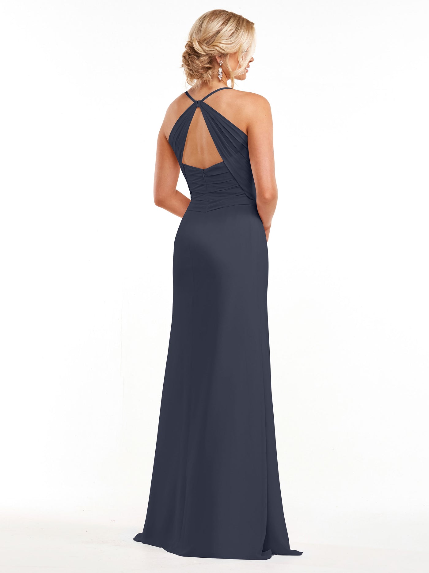 80167 - A-Line Chiffon Bridesmaid Dress with Slit on Skirt