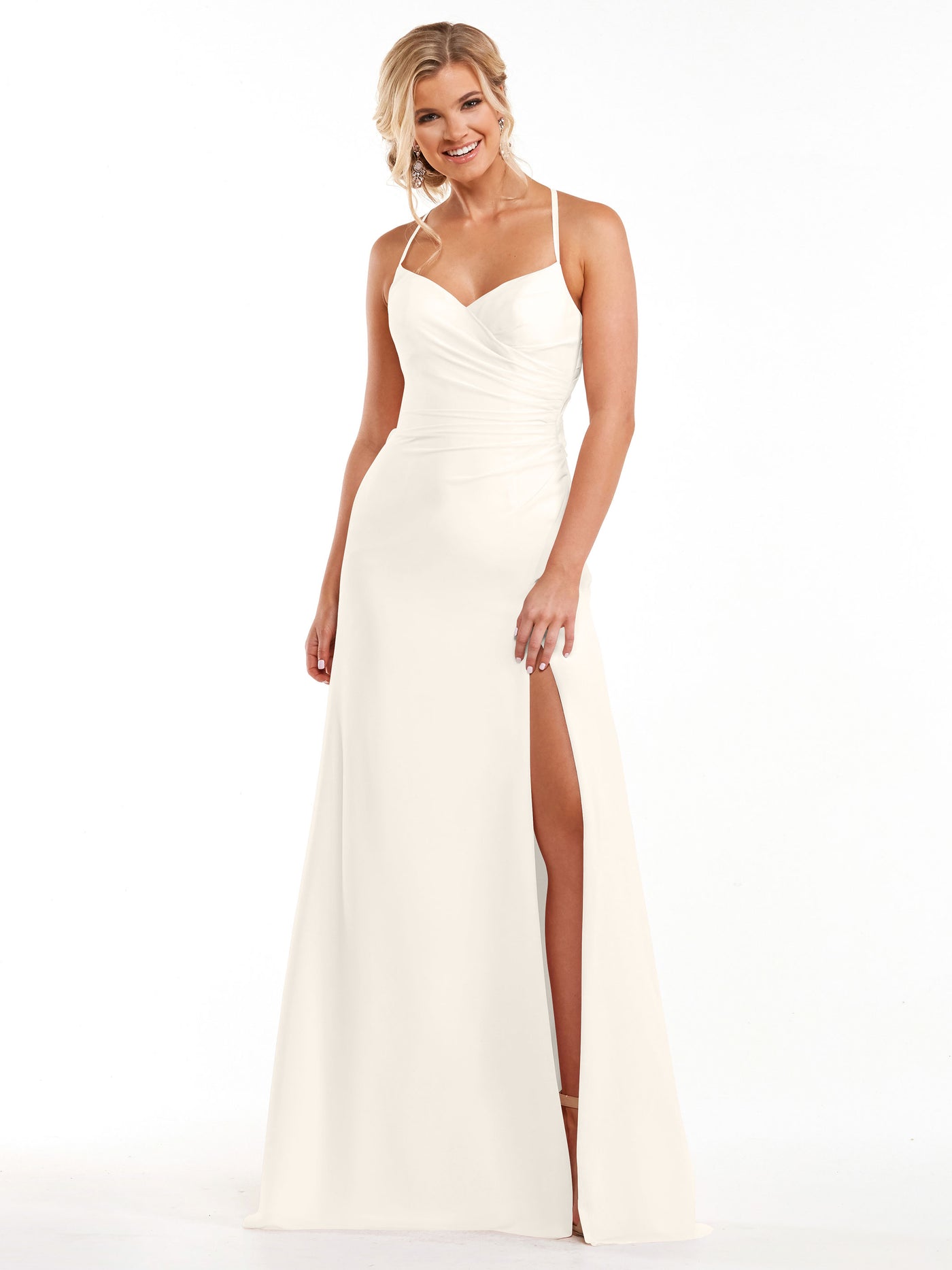 80167 - A-Line Chiffon Long Bridesmaid Dress with Side Slit