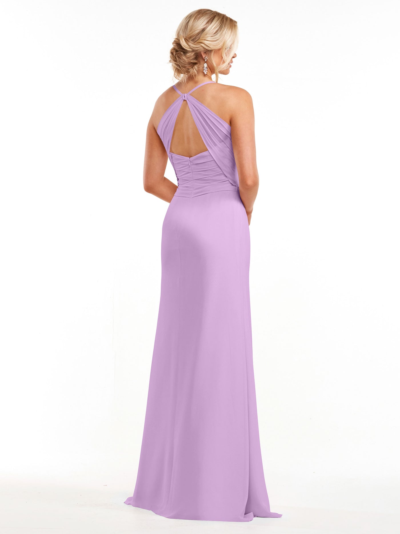 80167 - A-Line Chiffon Bridesmaid Dress with Slit on Skirt