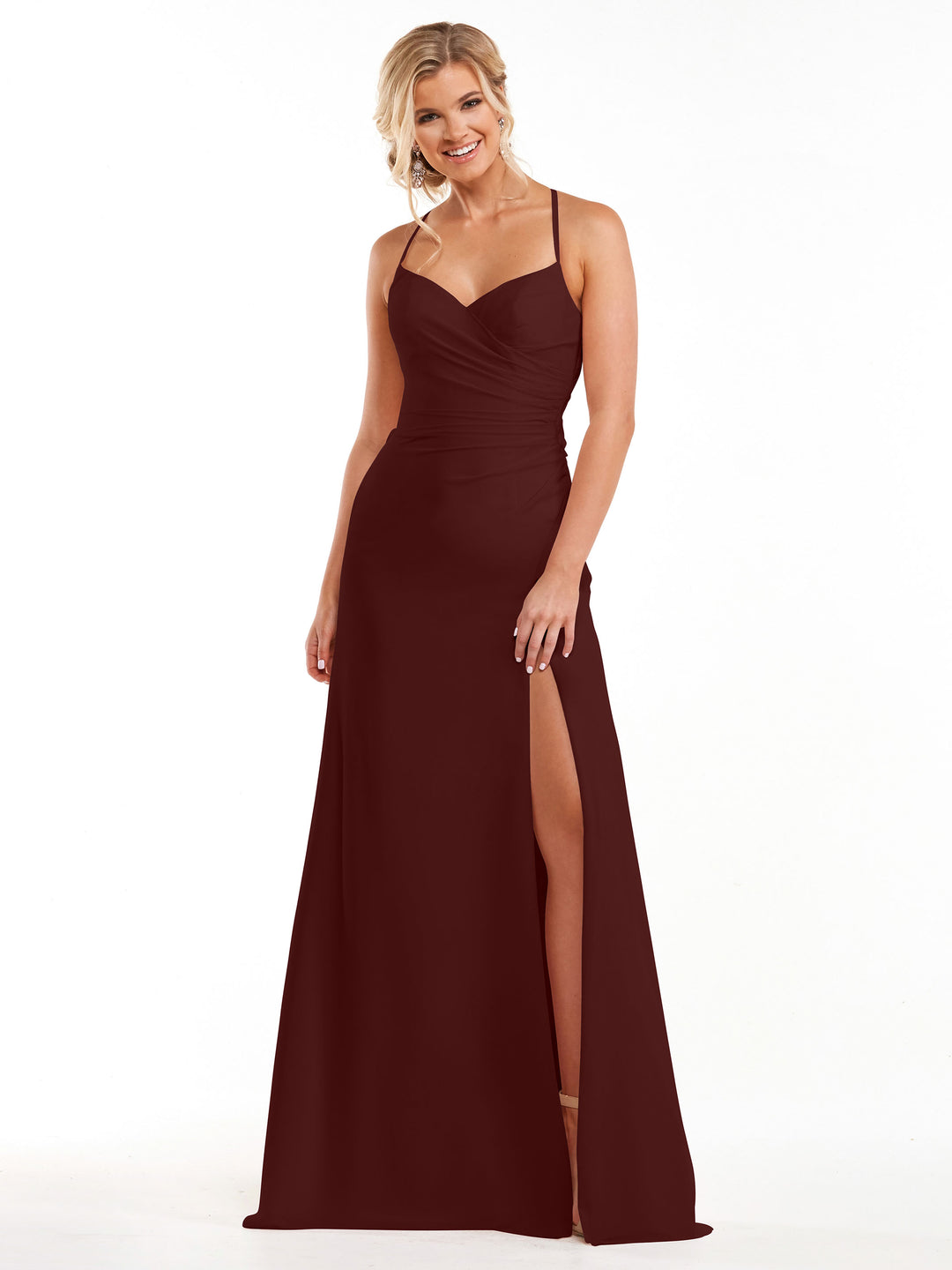 Chiffon Long Bridesmaid Dress 80167 - Avery Austin Merlot / 4