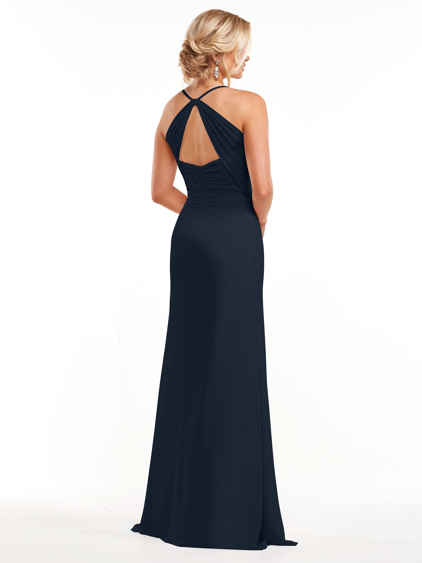 80167 - A-Line Chiffon Bridesmaid Dress with Slit on Skirt