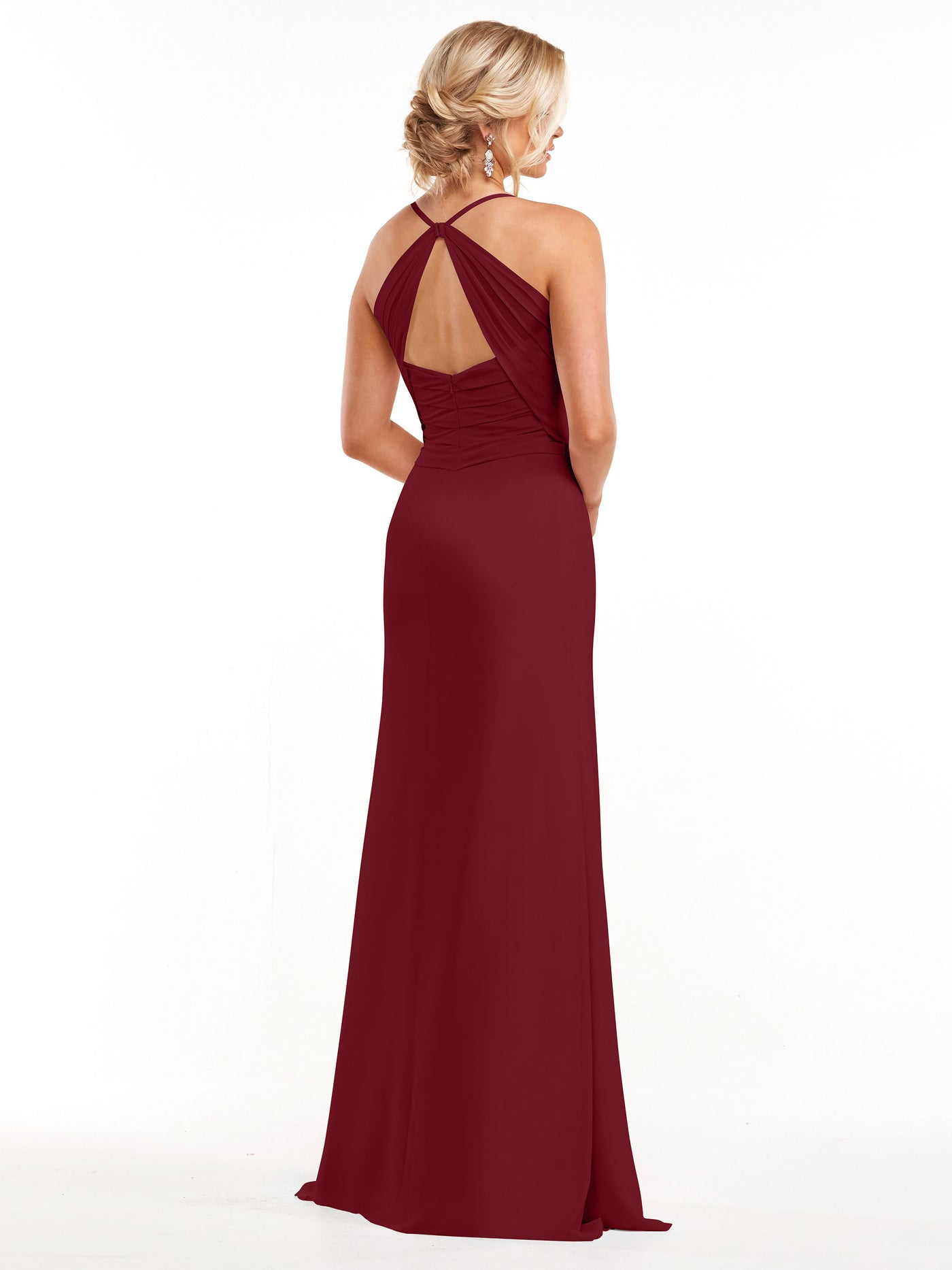 80167 - A-Line Chiffon Bridesmaid Dress with Slit on Skirt