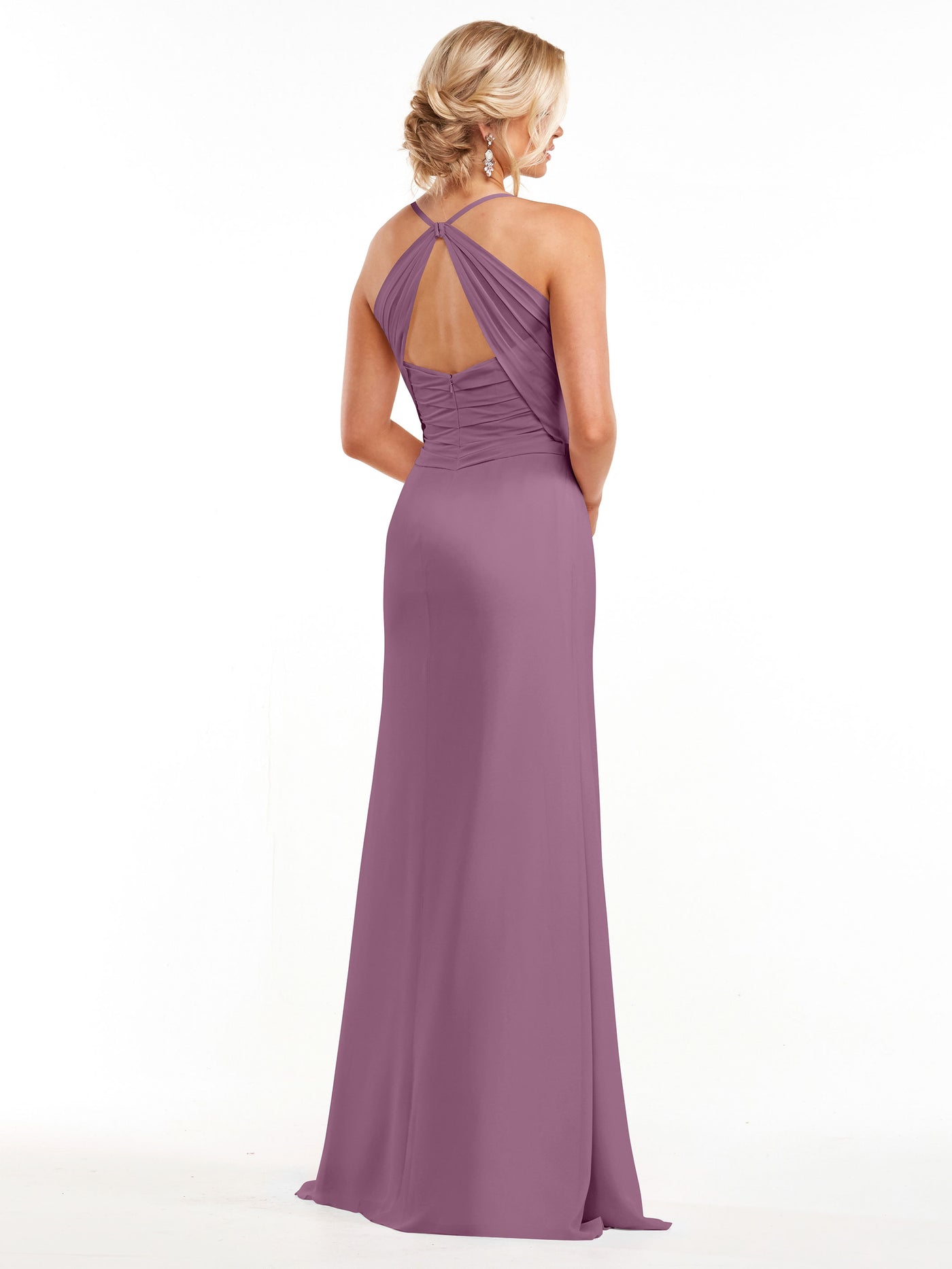 80167 - A-Line Chiffon Bridesmaid Dress with Slit on Skirt