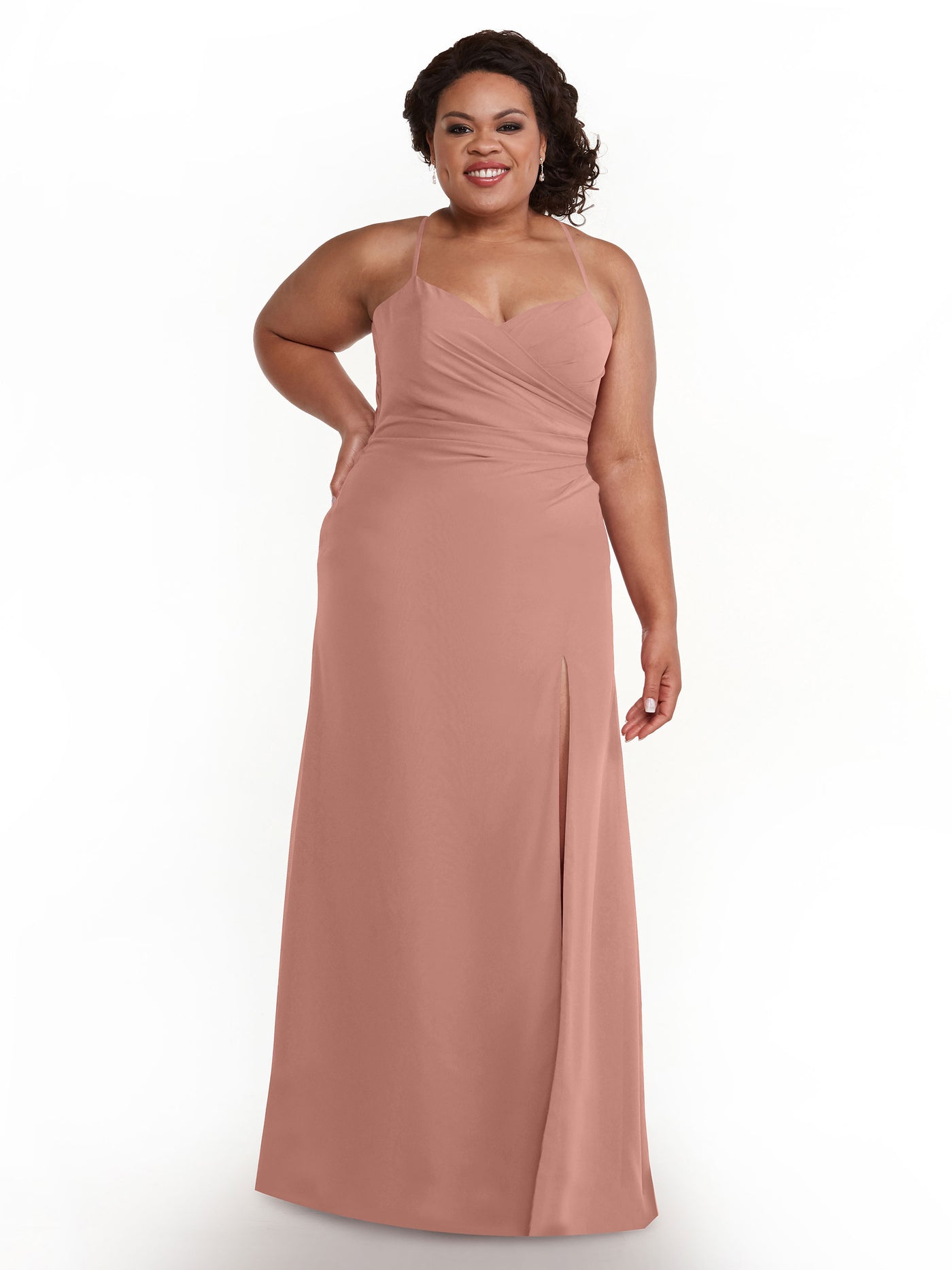 80167 - A-Line Chiffon Long Bridesmaid Dress with Side Slit