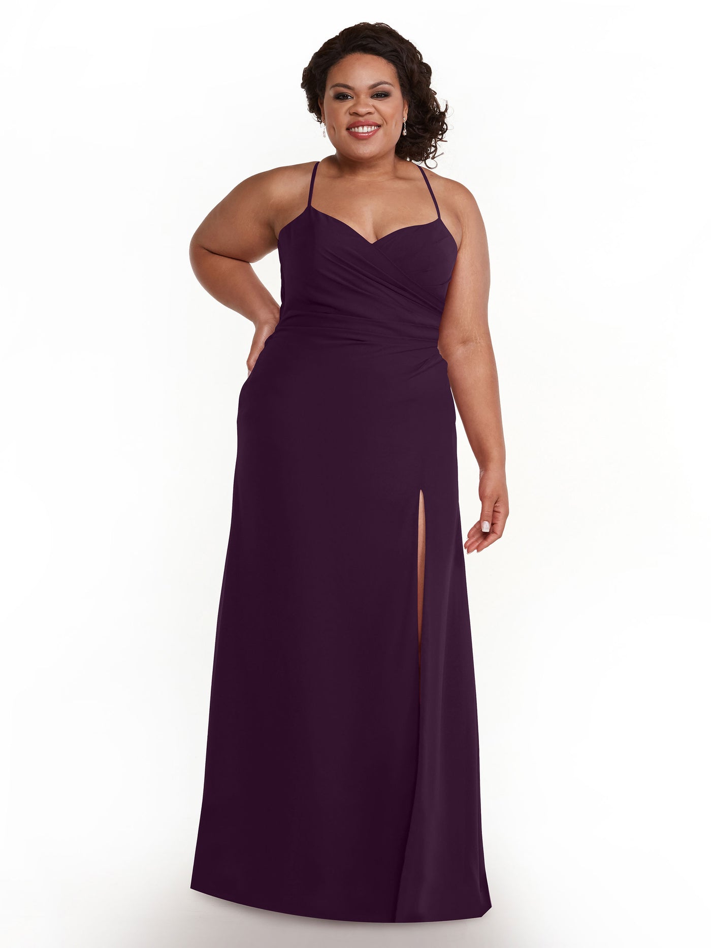 80167 - A-Line Chiffon Long Bridesmaid Dress with Side Slit