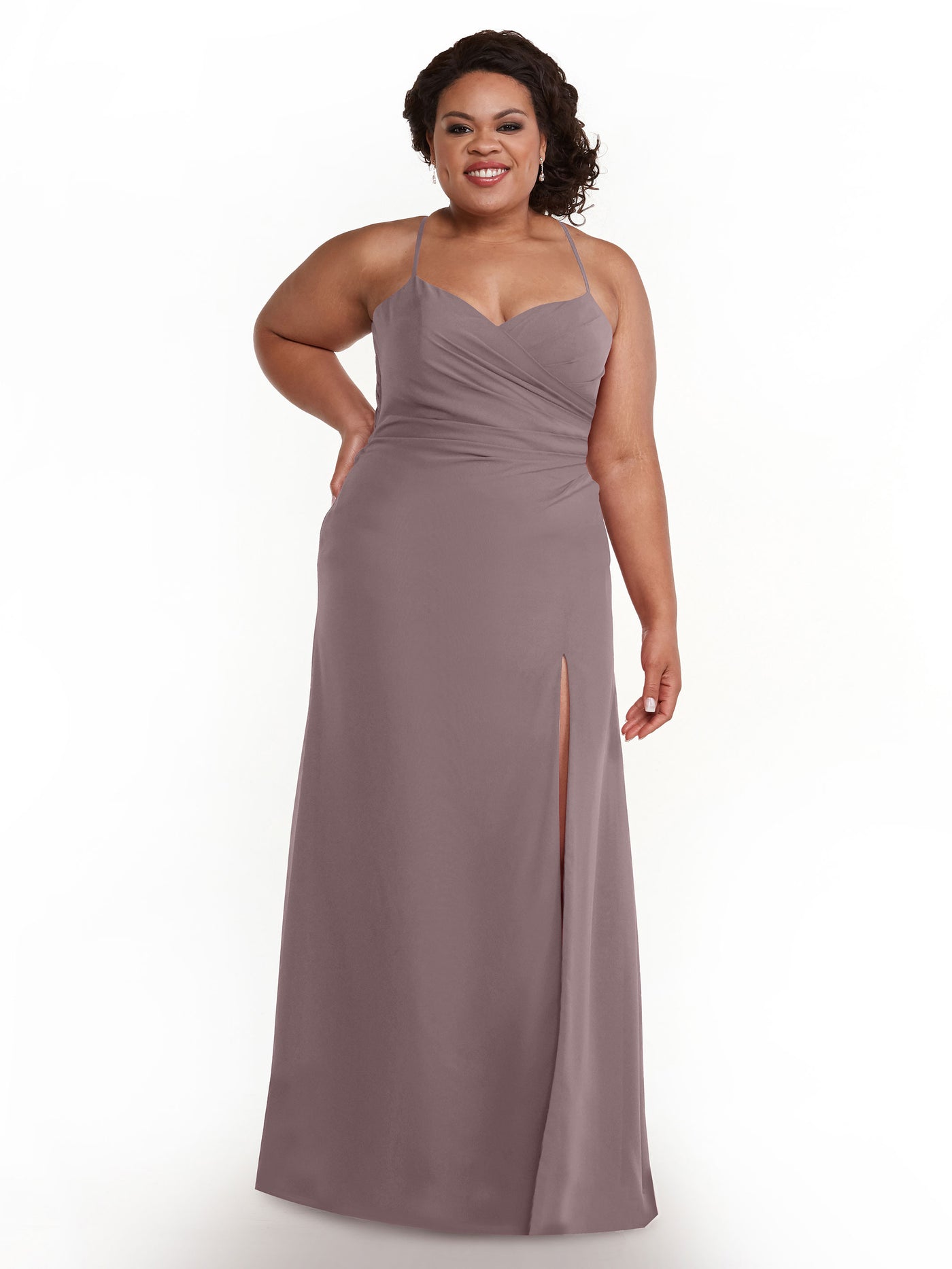 80167 - A-Line Chiffon Long Bridesmaid Dress with Side Slit