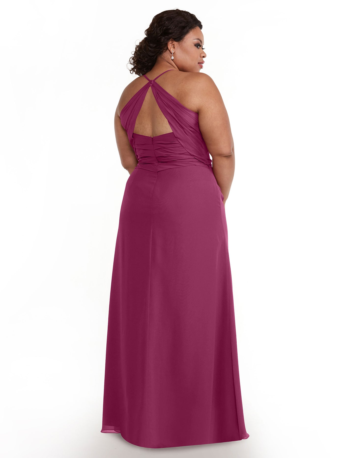 80167 - A-Line Chiffon Bridesmaid Dress with Slit on Skirt
