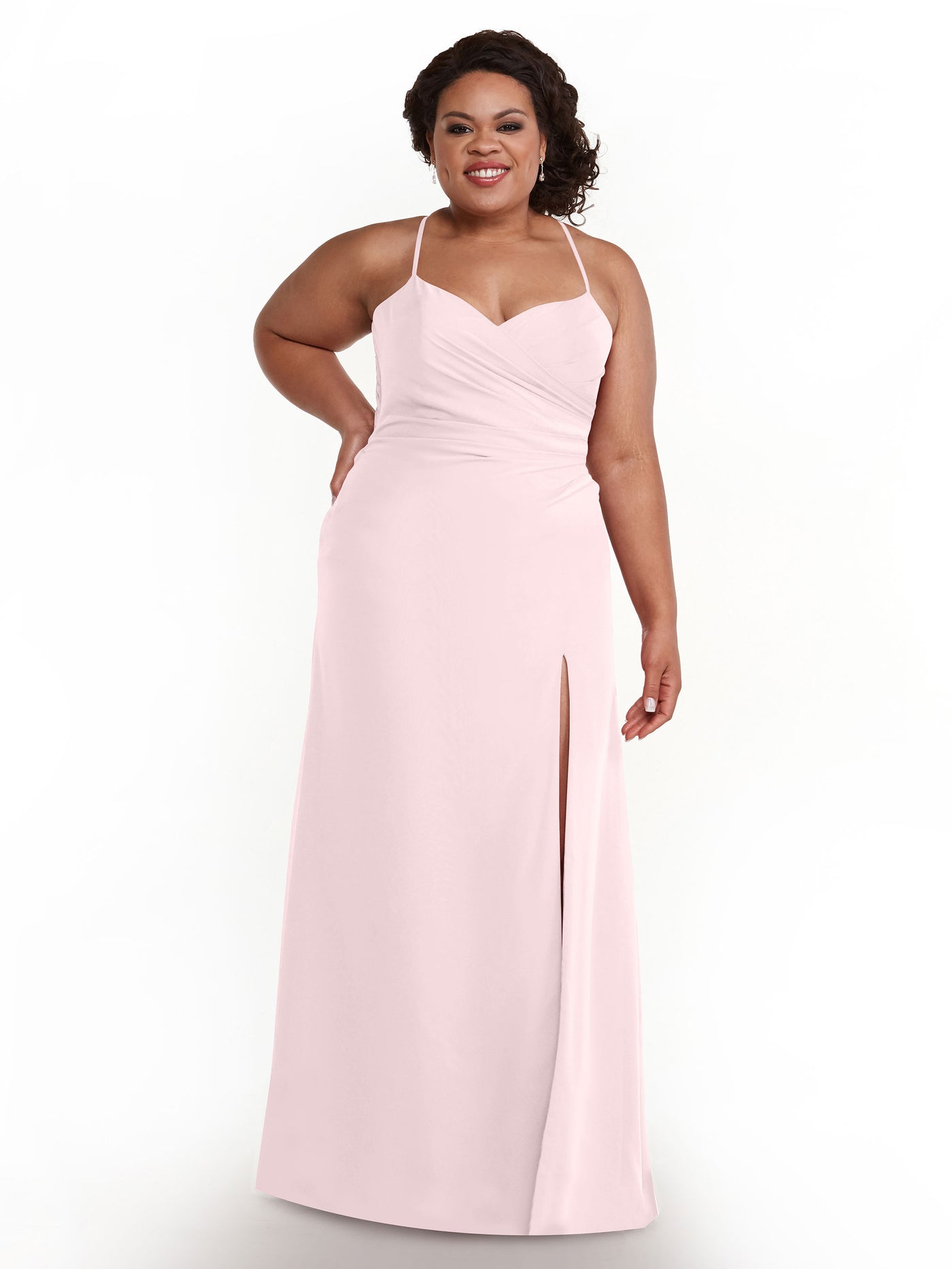 80167 - A-Line Chiffon Long Bridesmaid Dress with Side Slit