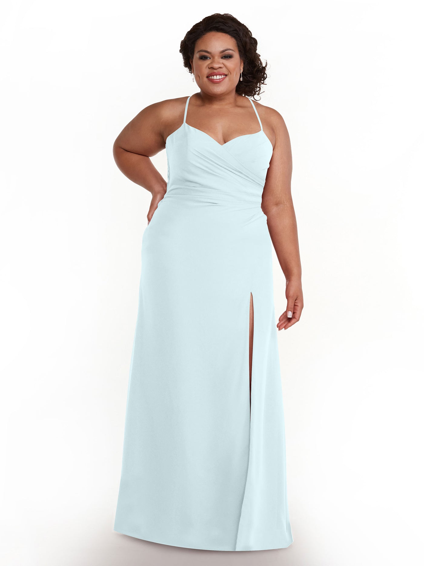 80167 - A-Line Chiffon Long Bridesmaid Dress with Side Slit