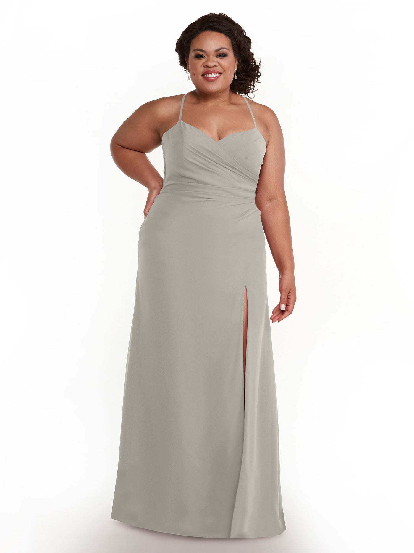 80167 - A-Line Chiffon Long Bridesmaid Dress with Side Slit