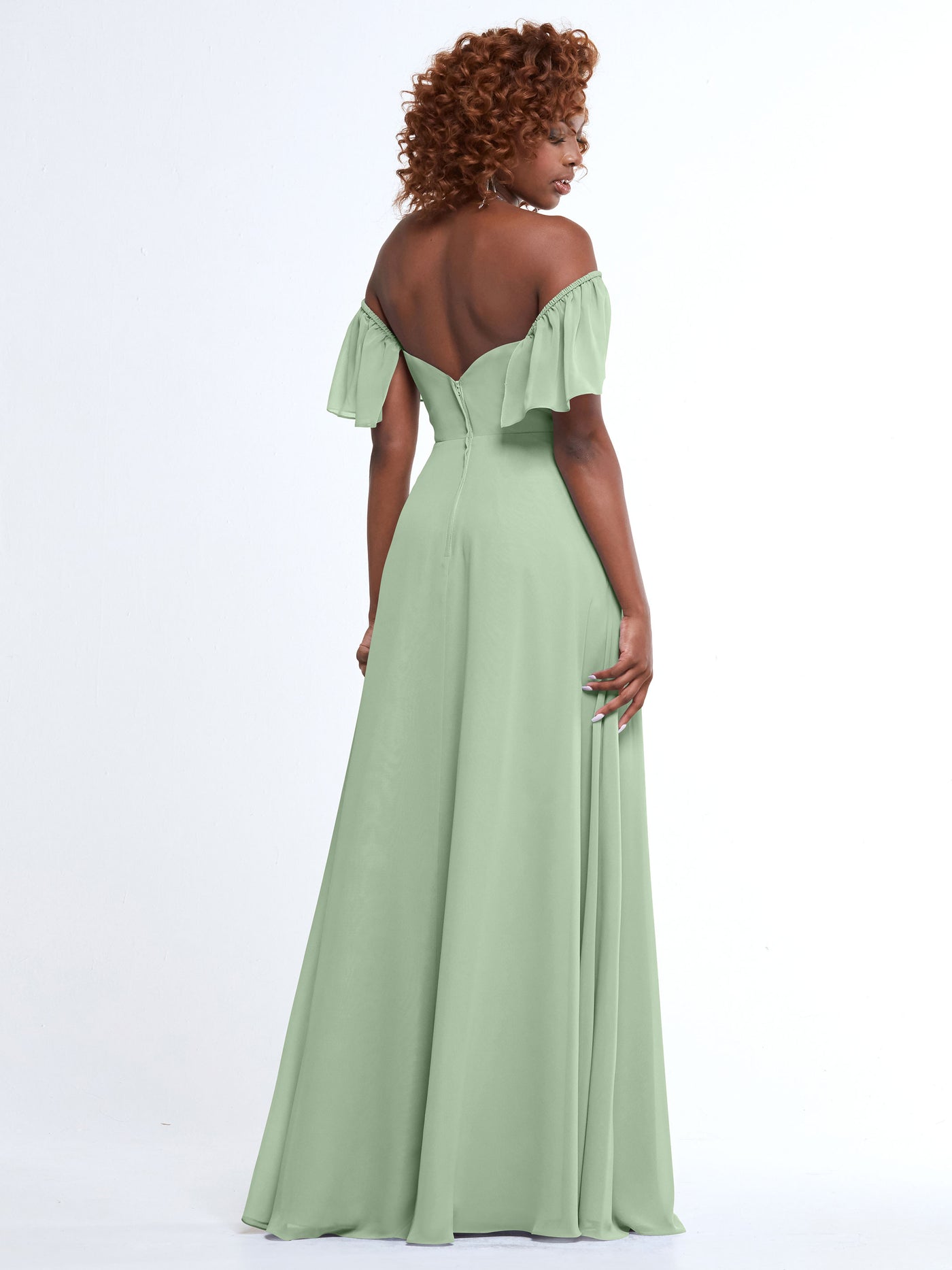 80168 - A-Line Off-the-Shoulder Chiffon Bridesmaid Dress with Pockets