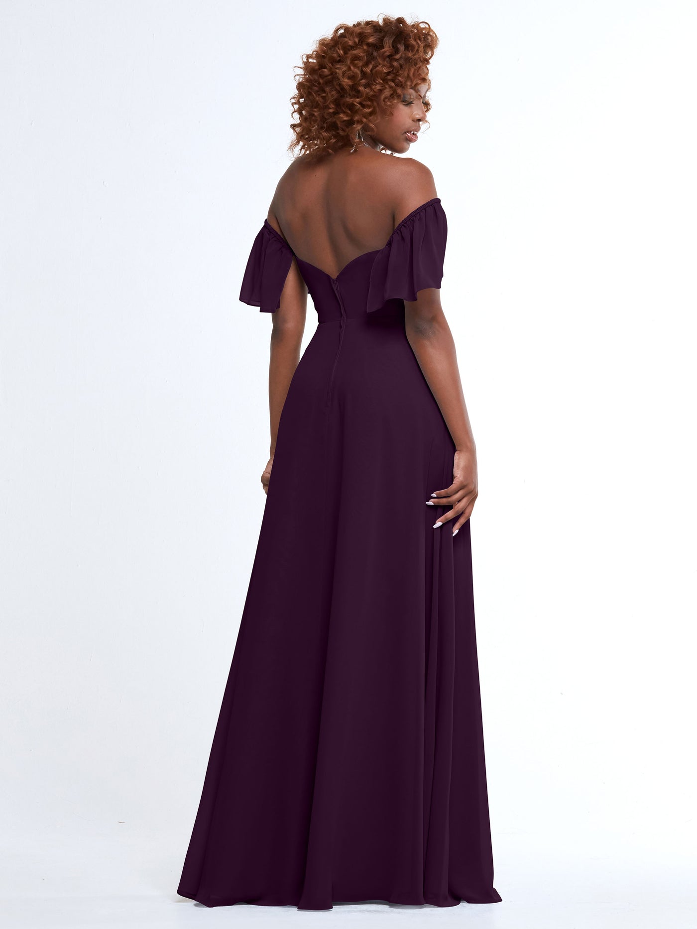 80168 - A-Line Off-the-Shoulder Chiffon Bridesmaid Dress with Pockets