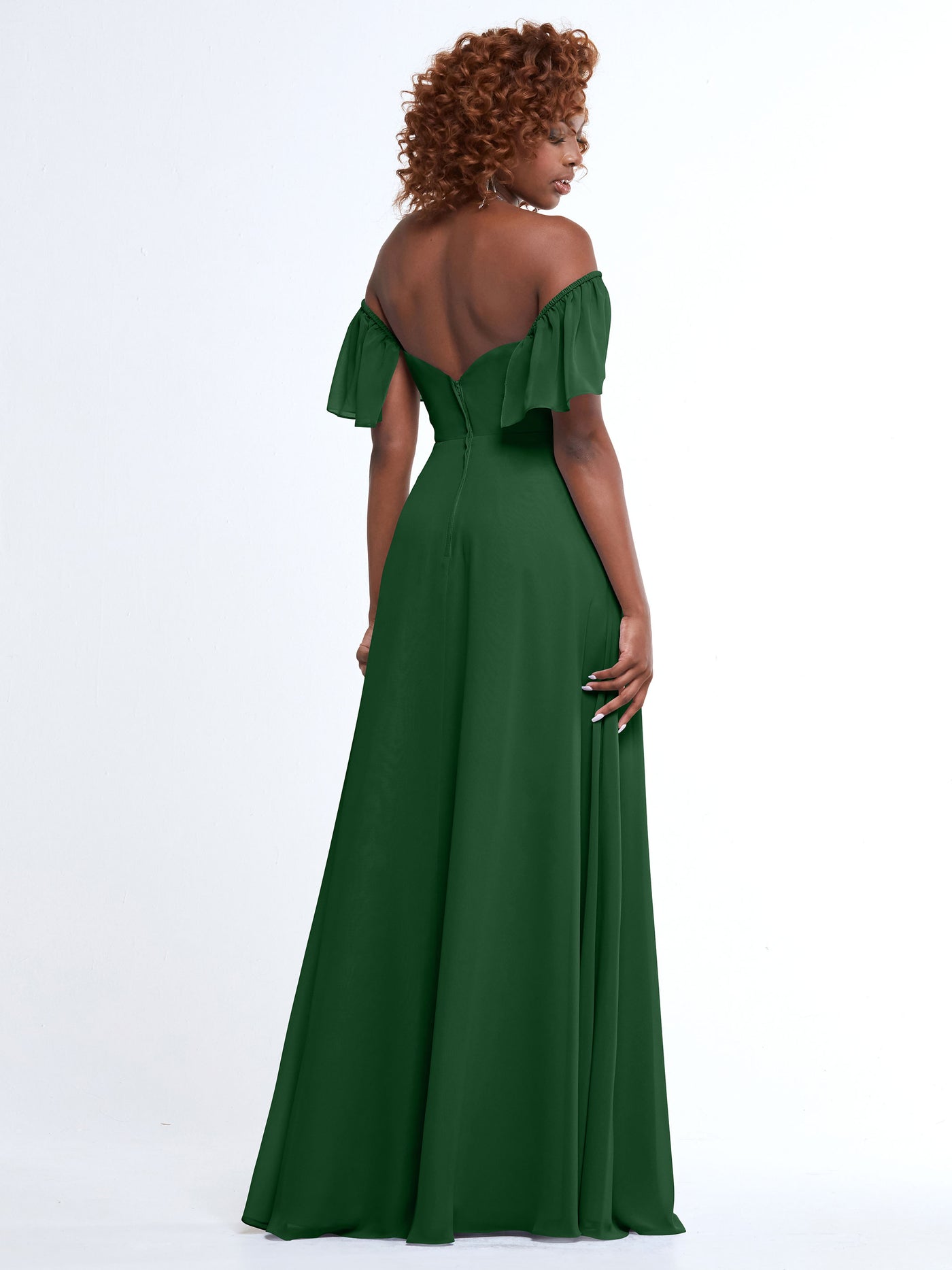 80168 - A-Line Off-the-Shoulder Chiffon Bridesmaid Dress with Pockets