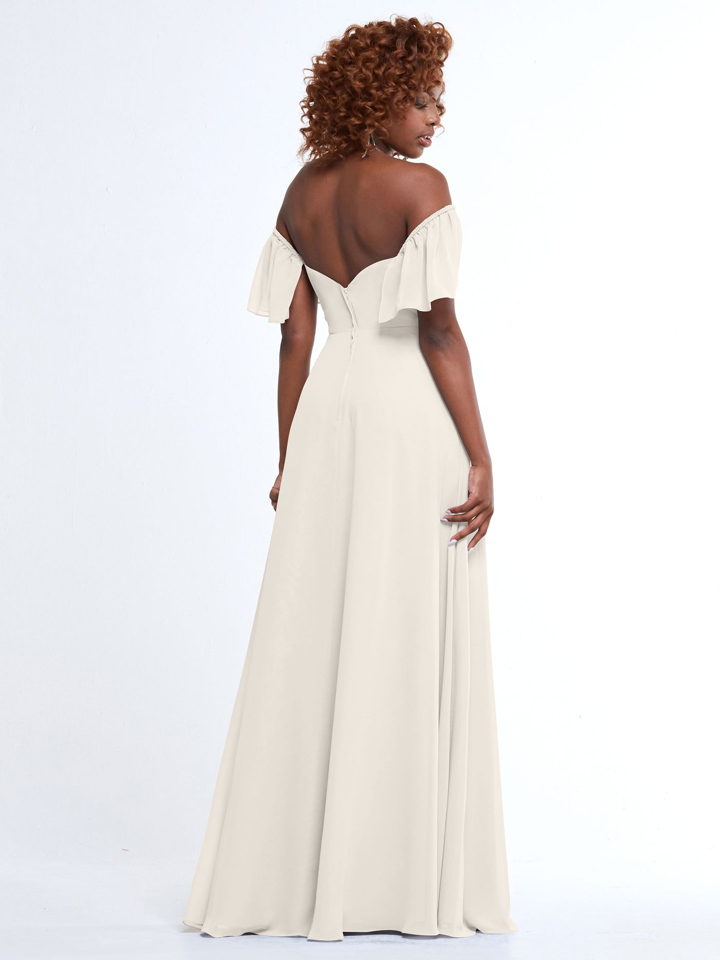 80168 - A-Line Off-the-Shoulder Chiffon Bridesmaid Dress with Pockets