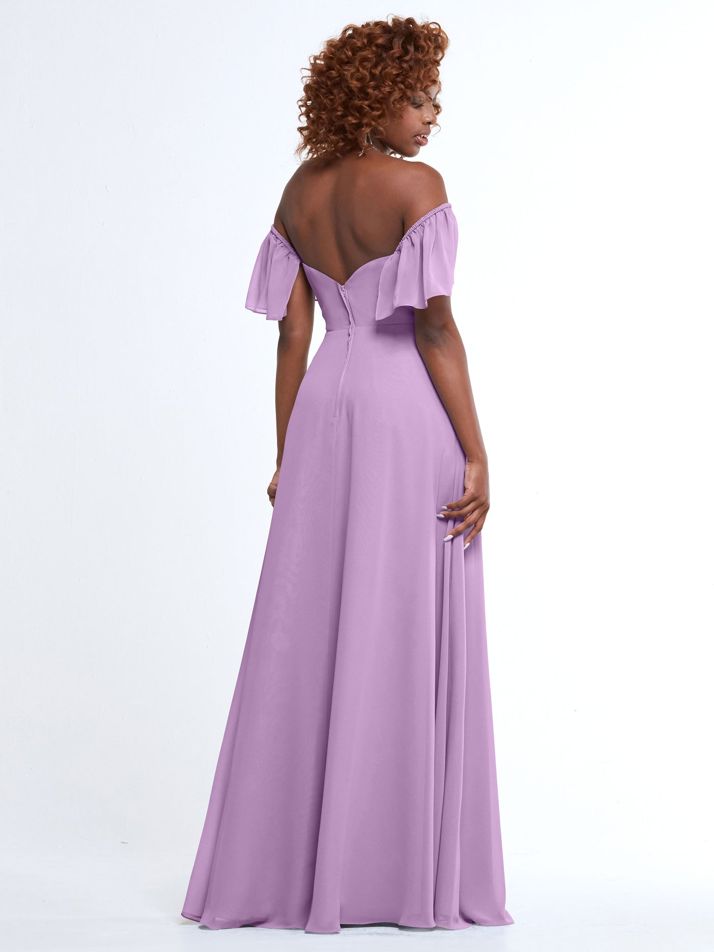 80168 - A-Line Off-the-Shoulder Chiffon Bridesmaid Dress with Pockets