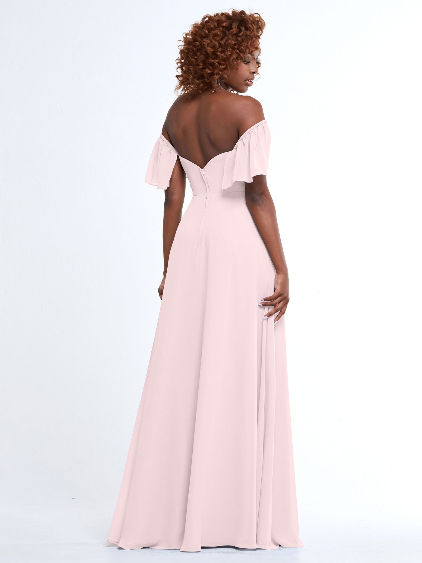 80168 - A-Line Off-the-Shoulder Chiffon Bridesmaid Dress with Pockets