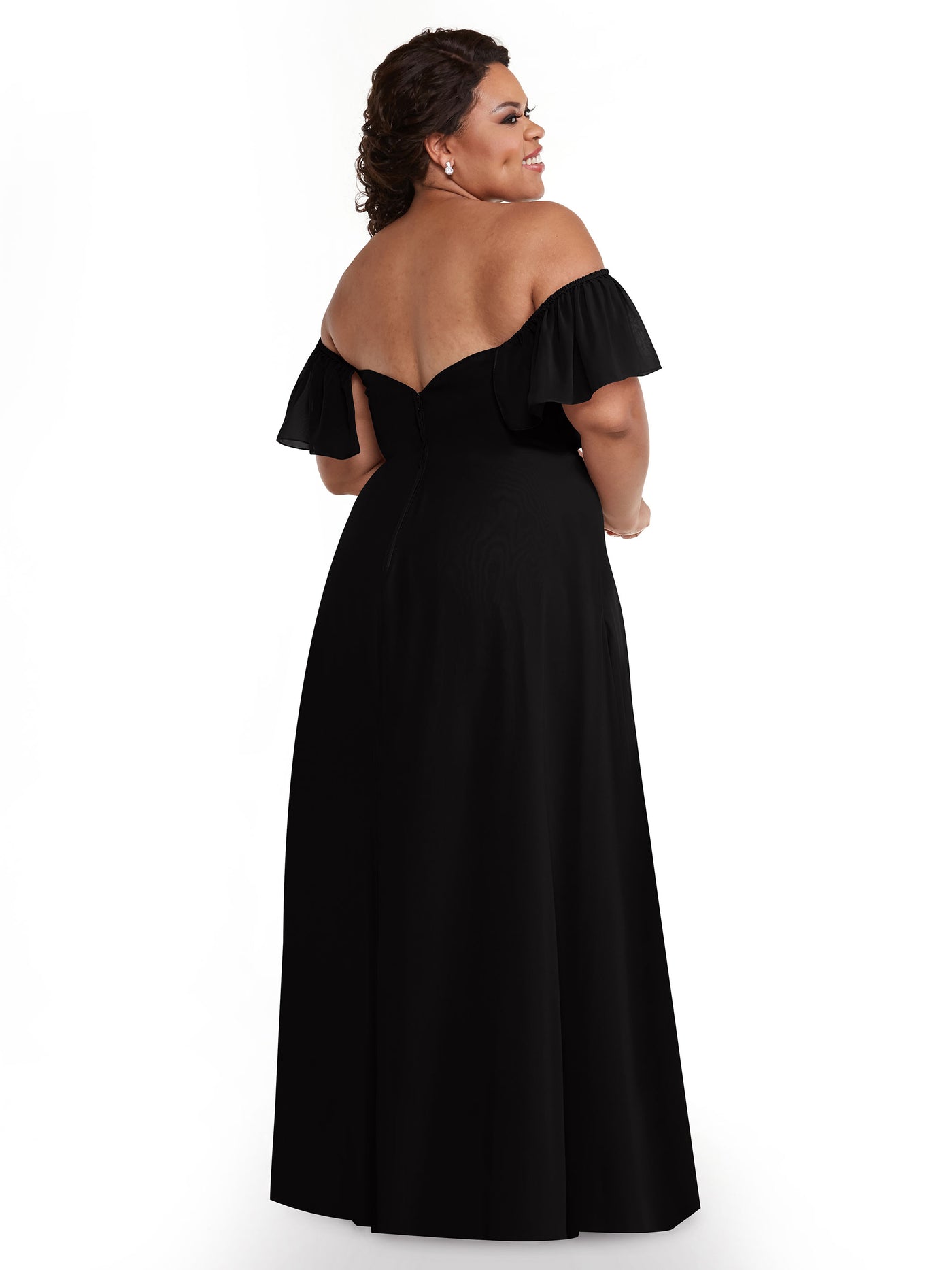 80168 - A-Line Off-the-Shoulder Chiffon Bridesmaid Dress with Pockets