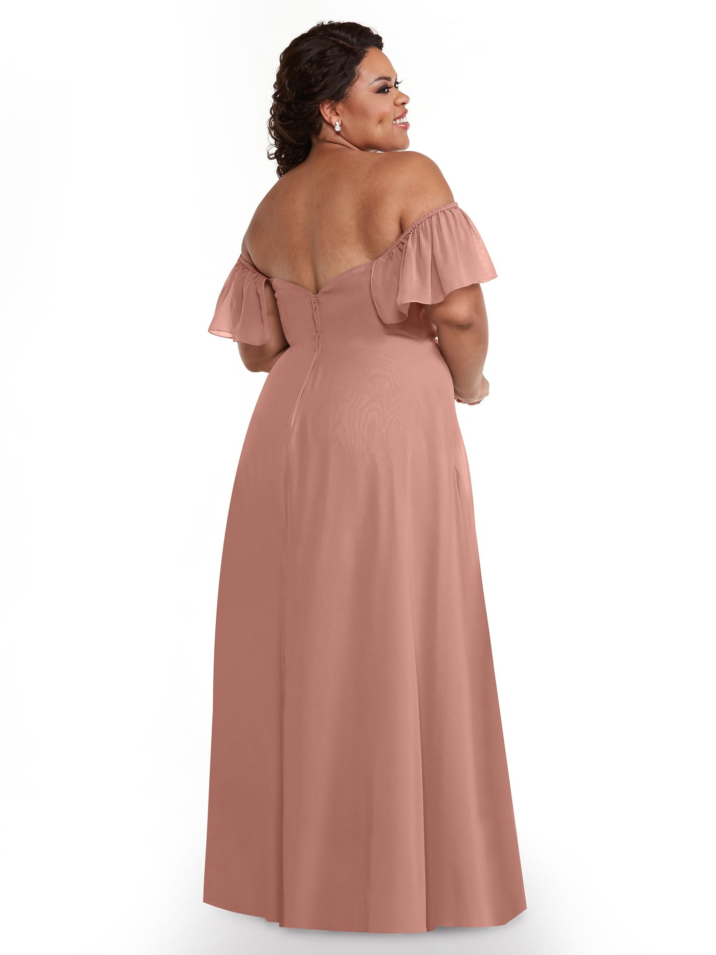 80168 - A-Line Off-the-Shoulder Chiffon Bridesmaid Dress with Pockets