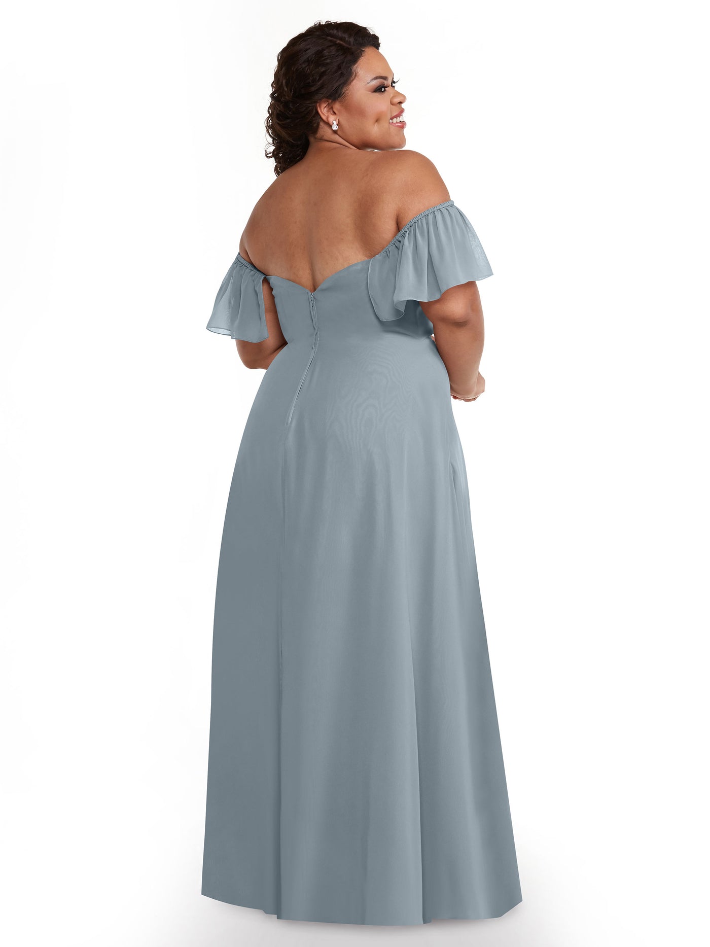 80168 - A-Line Off-the-Shoulder Chiffon Bridesmaid Dress with Pockets