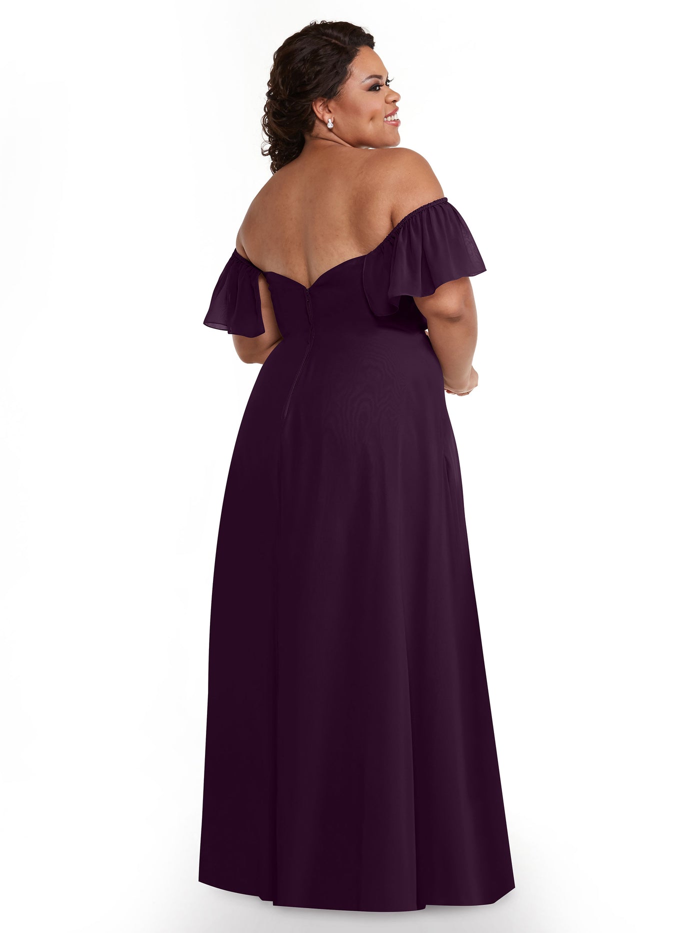 80168 - A-Line Off-the-Shoulder Chiffon Bridesmaid Dress with Pockets