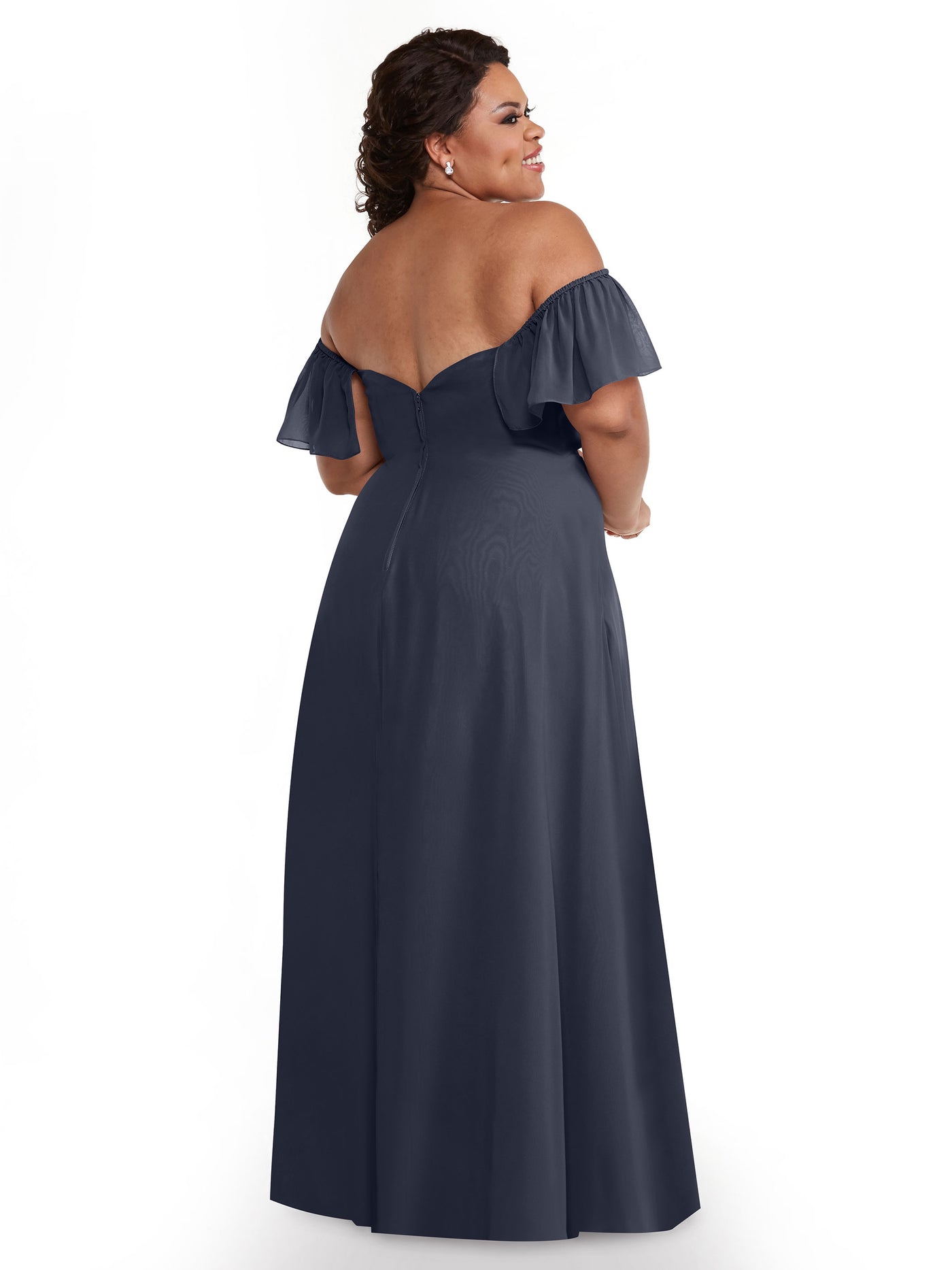 80168 - A-Line Off-the-Shoulder Chiffon Bridesmaid Dress with Pockets