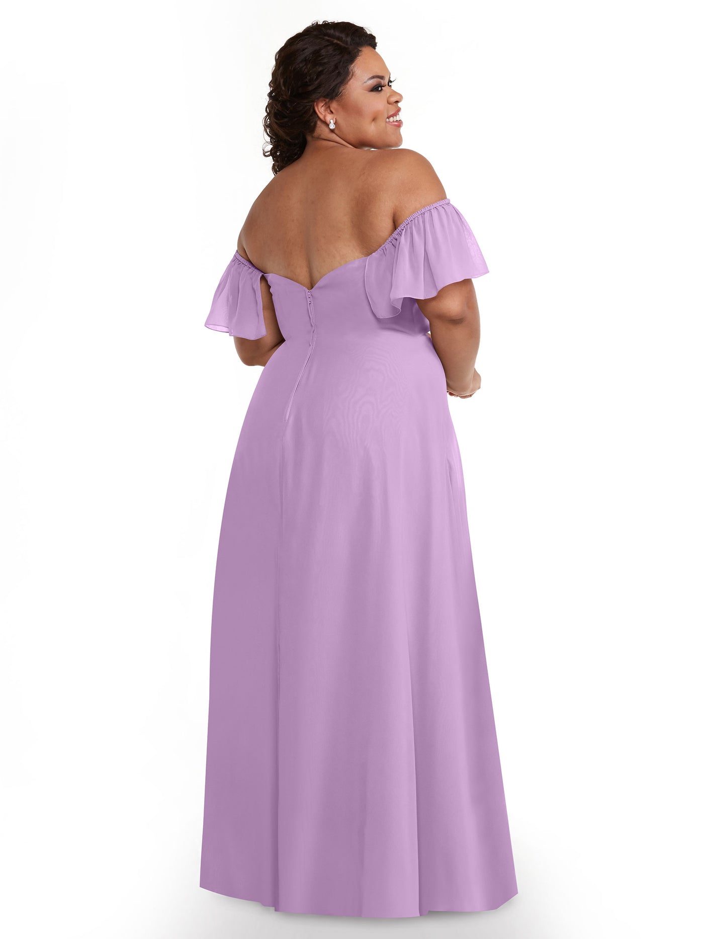 80168 - A-Line Off-the-Shoulder Chiffon Bridesmaid Dress with Pockets