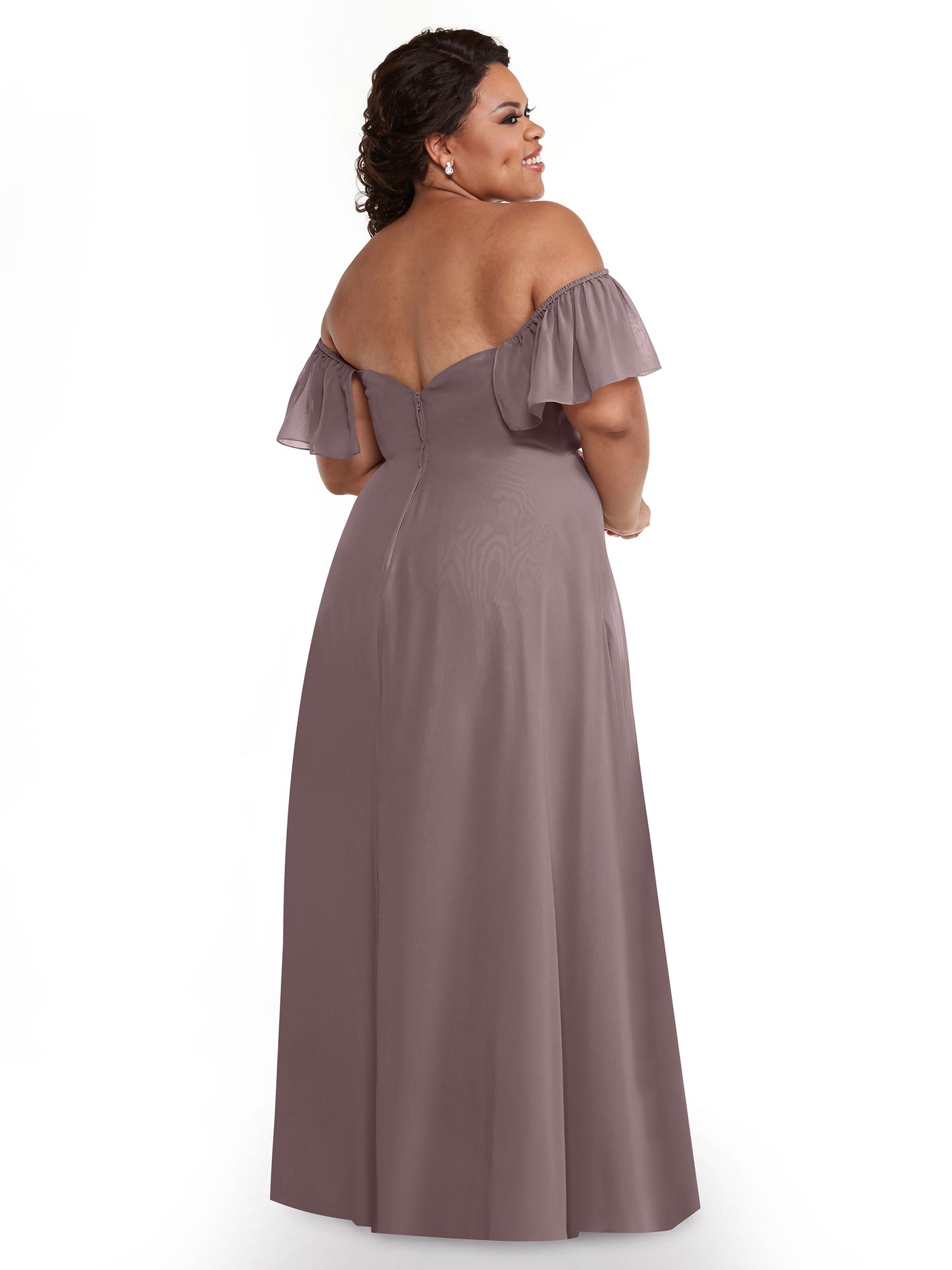 80168 - A-Line Off-the-Shoulder Chiffon Bridesmaid Dress with Pockets