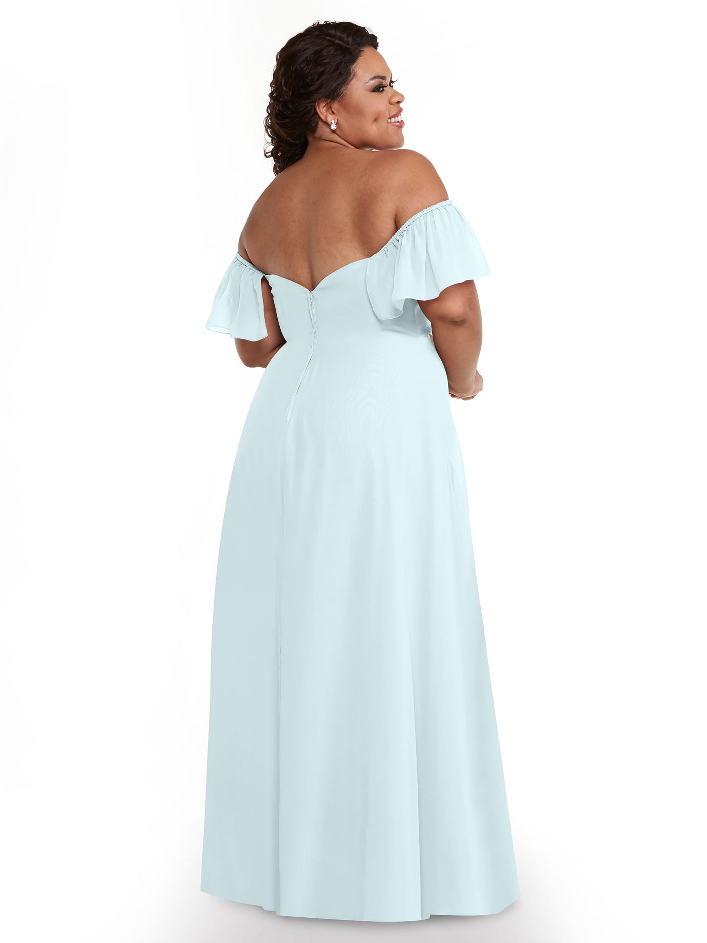80168 - A-Line Off-the-Shoulder Chiffon Bridesmaid Dress with Pockets