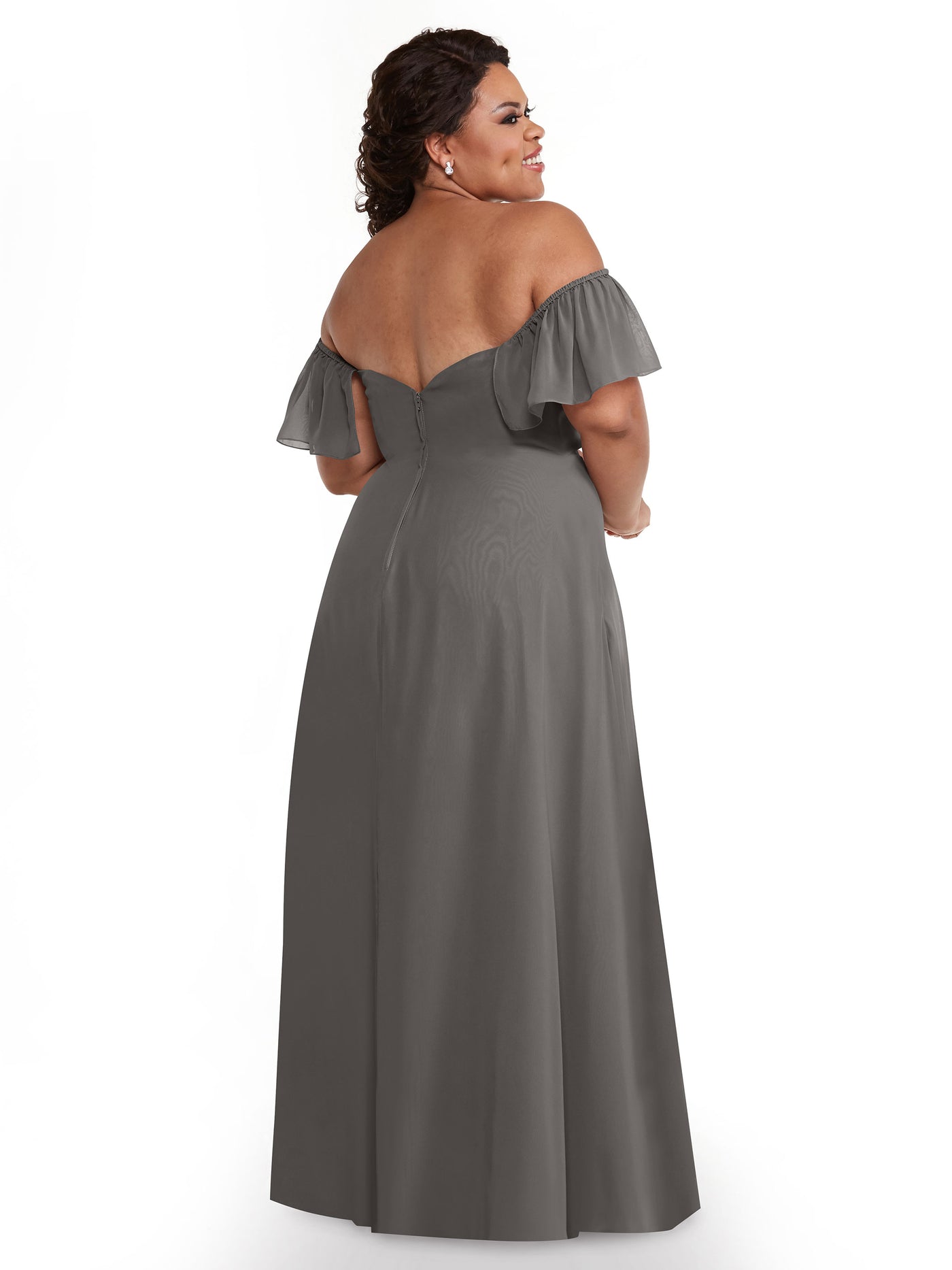 80168 - A-Line Off-the-Shoulder Chiffon Bridesmaid Dress with Pockets