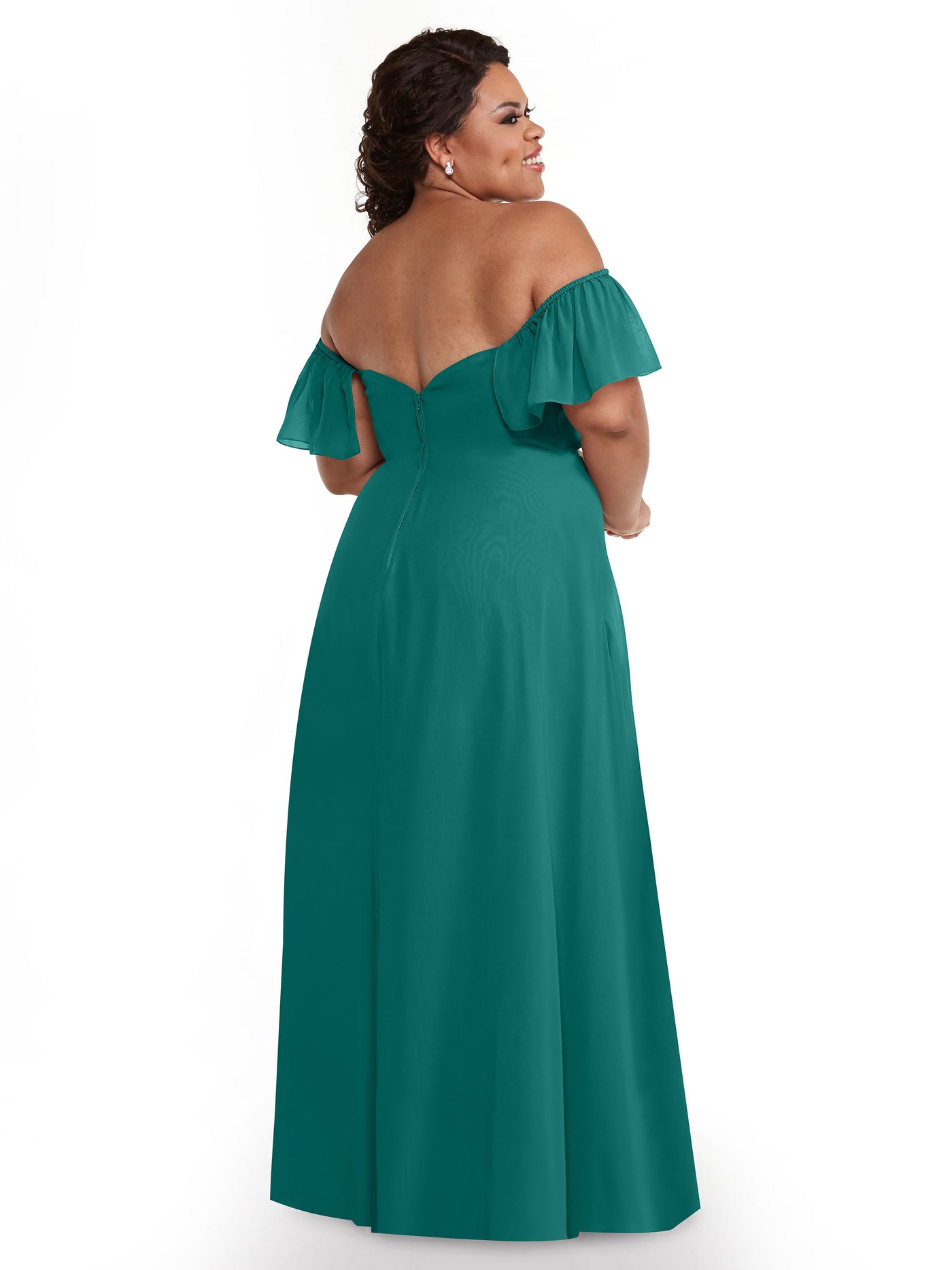 80168 - A-Line Off-the-Shoulder Chiffon Bridesmaid Dress with Pockets