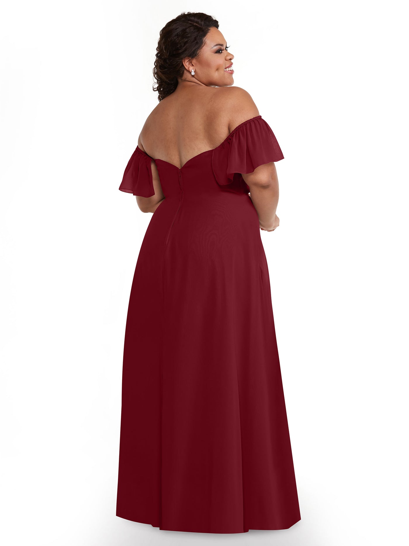 80168 - A-Line Off-the-Shoulder Chiffon Bridesmaid Dress with Pockets