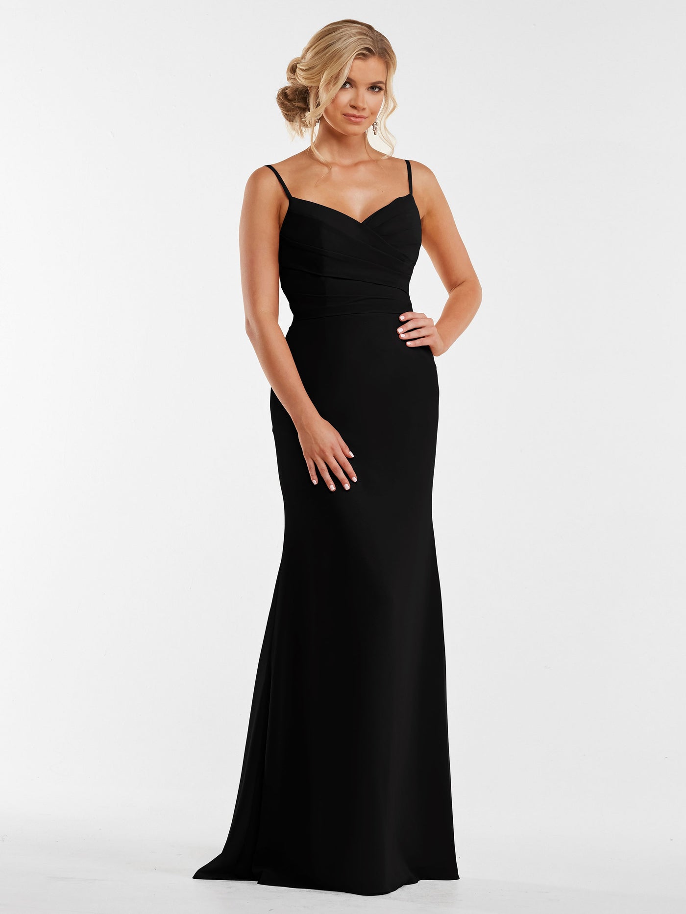 80169 - Chiffon Sheath Bridesmaid Dress with Pleating on the Bodice