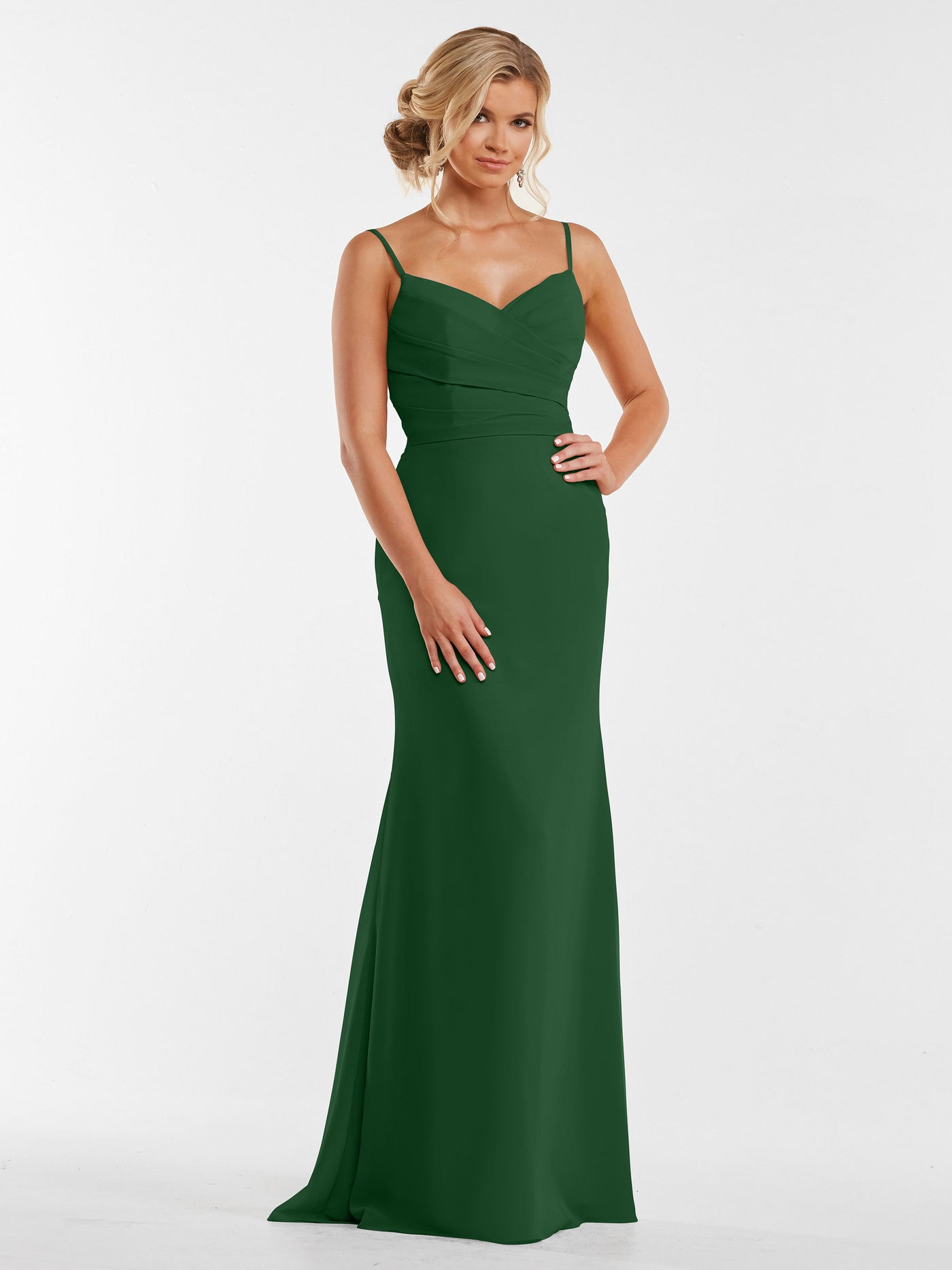 80169 - Chiffon Sheath Bridesmaid Dress with Pleating on the Bodice
