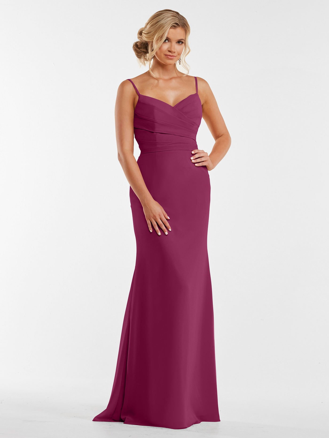 80169 - Chiffon Sheath Bridesmaid Dress with Pleating on the Bodice