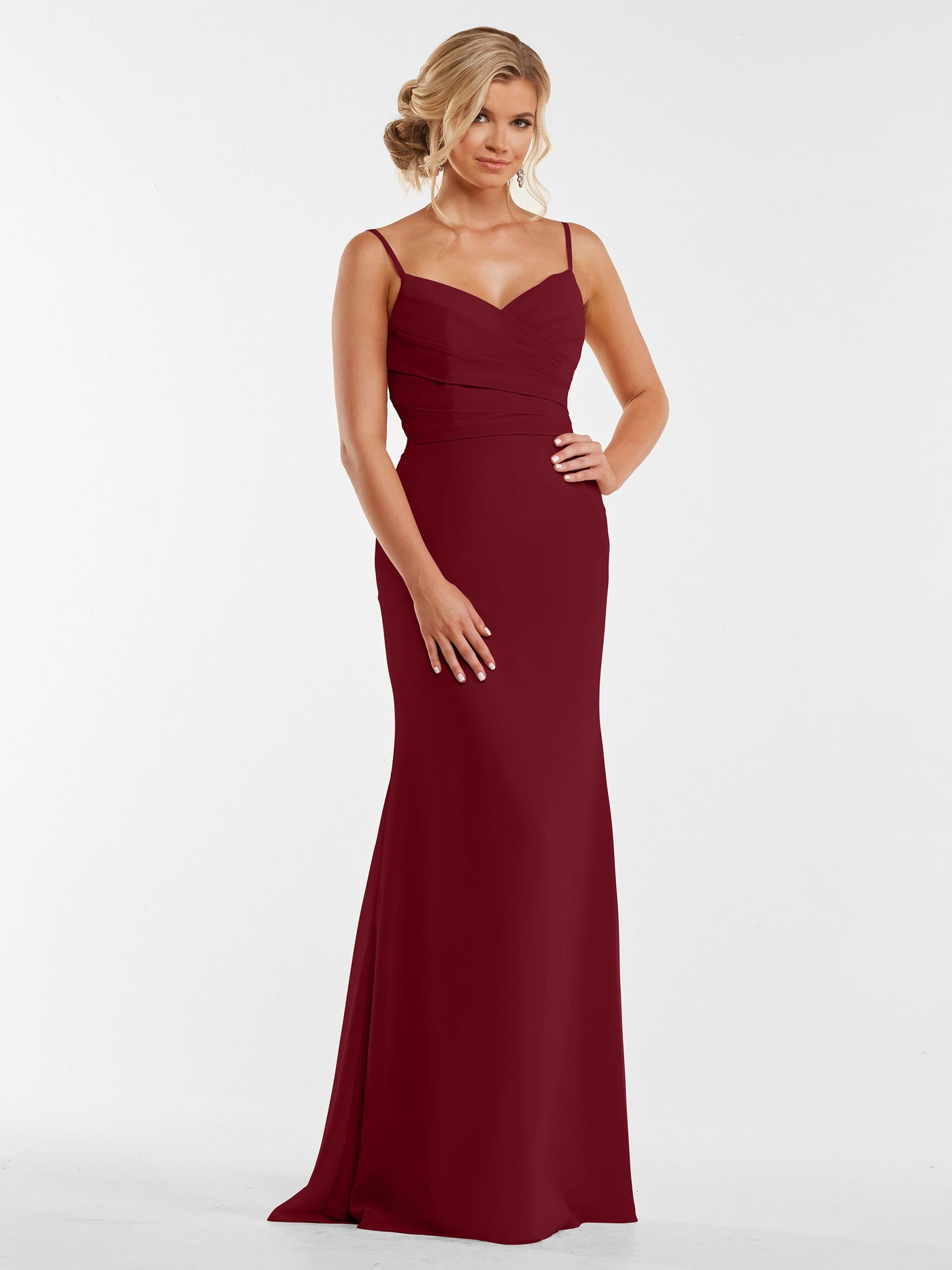 80169 - Chiffon Sheath Bridesmaid Dress with Pleating on the Bodice