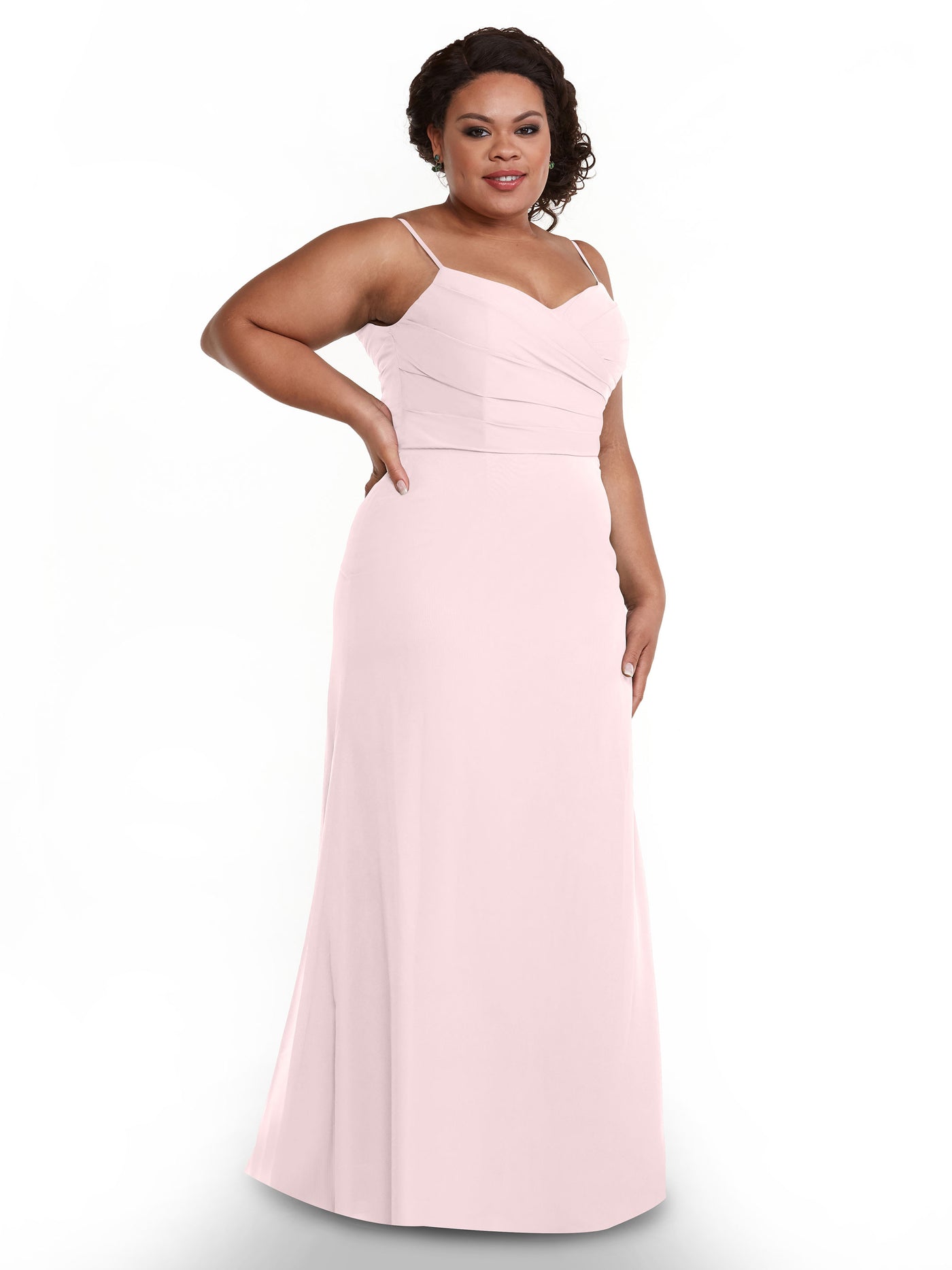 80169 - Chiffon Sheath Bridesmaid Dress with Pleating on the Bodice