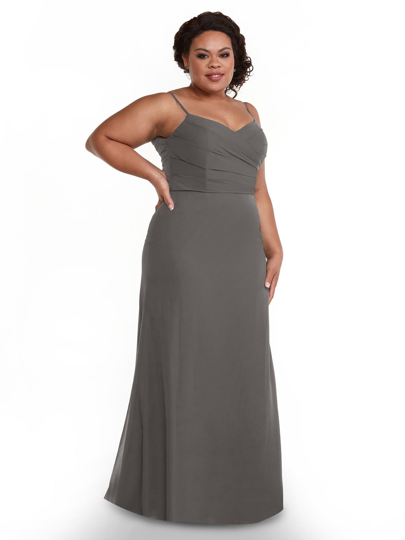 80169 - Chiffon Sheath Bridesmaid Dress with Pleating on the Bodice