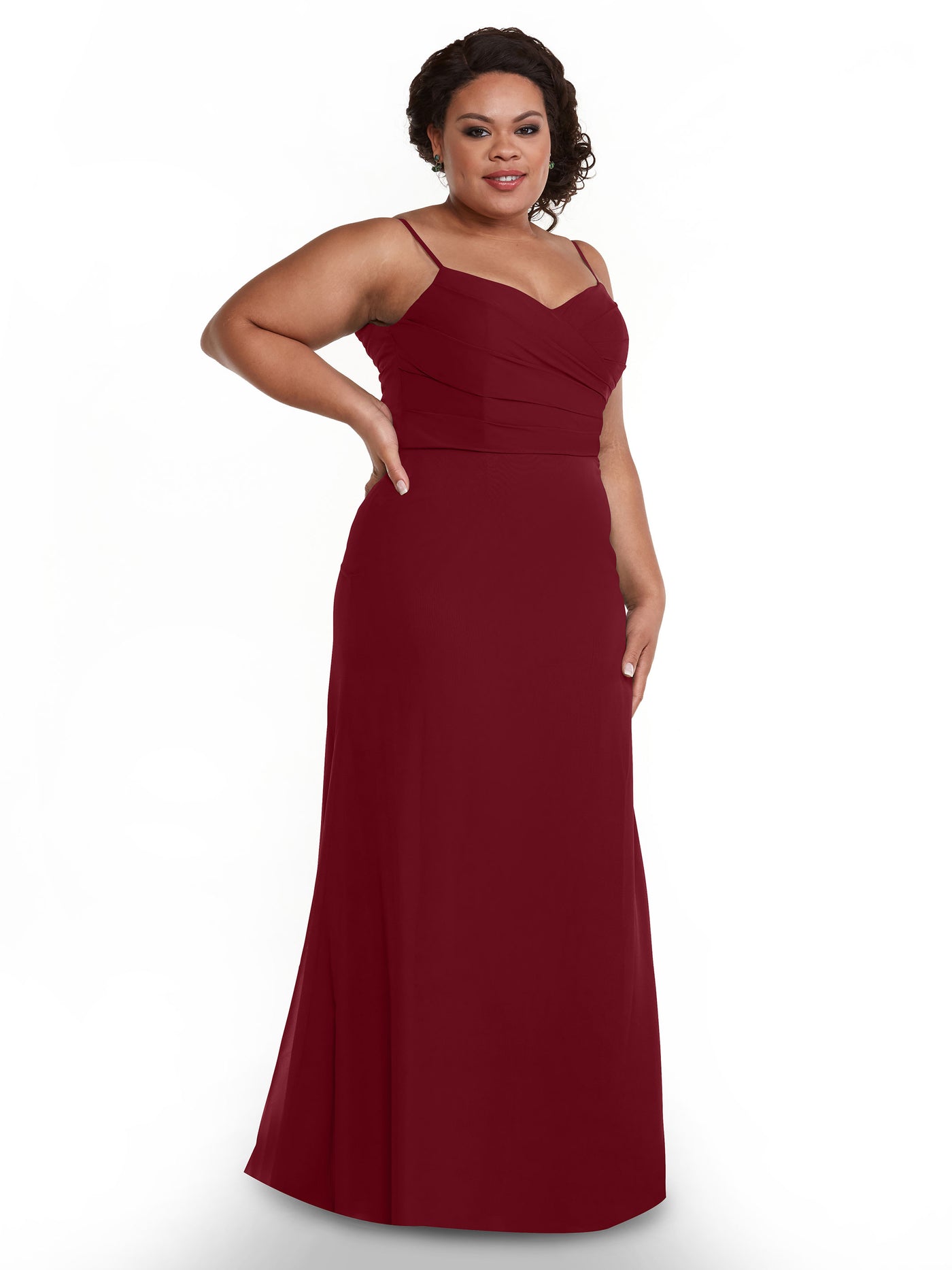 80169 - Chiffon Sheath Bridesmaid Dress with Pleating on the Bodice