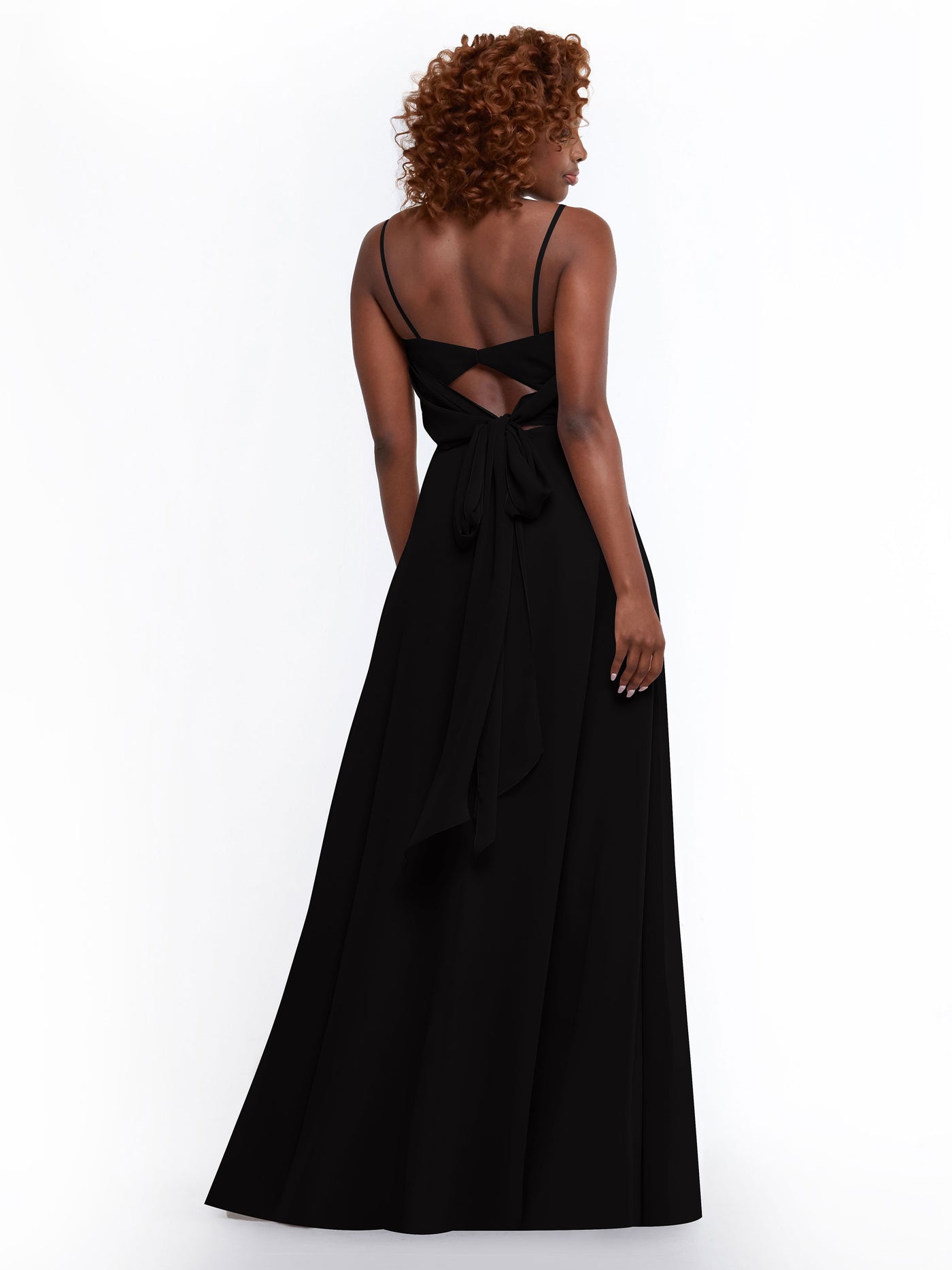 80170 - A-Line Bridesmaid Dress with Flowy Chiffon Skirt and Slit