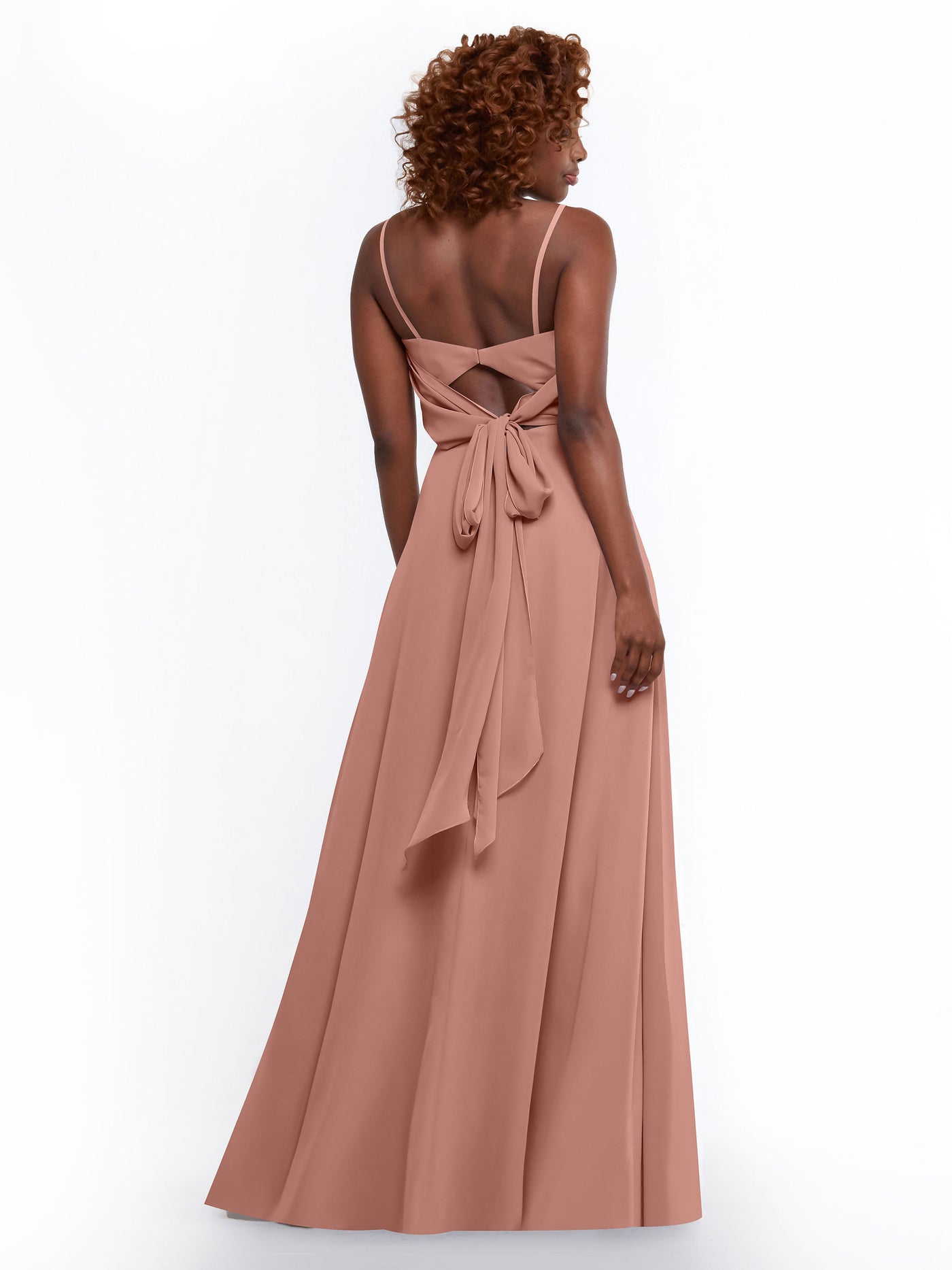 80170 - A-Line Bridesmaid Dress with Flowy Chiffon Skirt and Slit