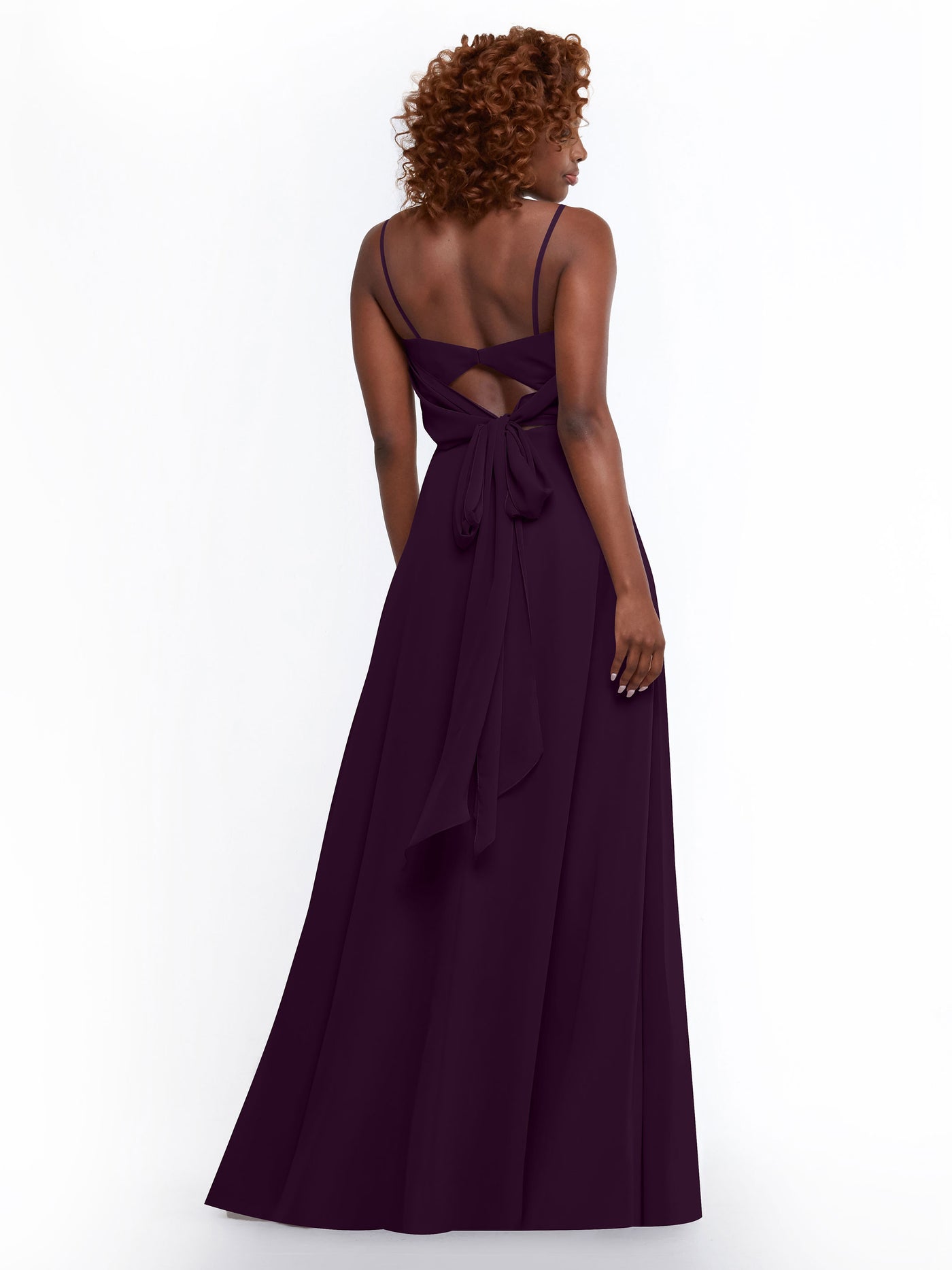80170 - A-Line Bridesmaid Dress with Flowy Chiffon Skirt and Slit