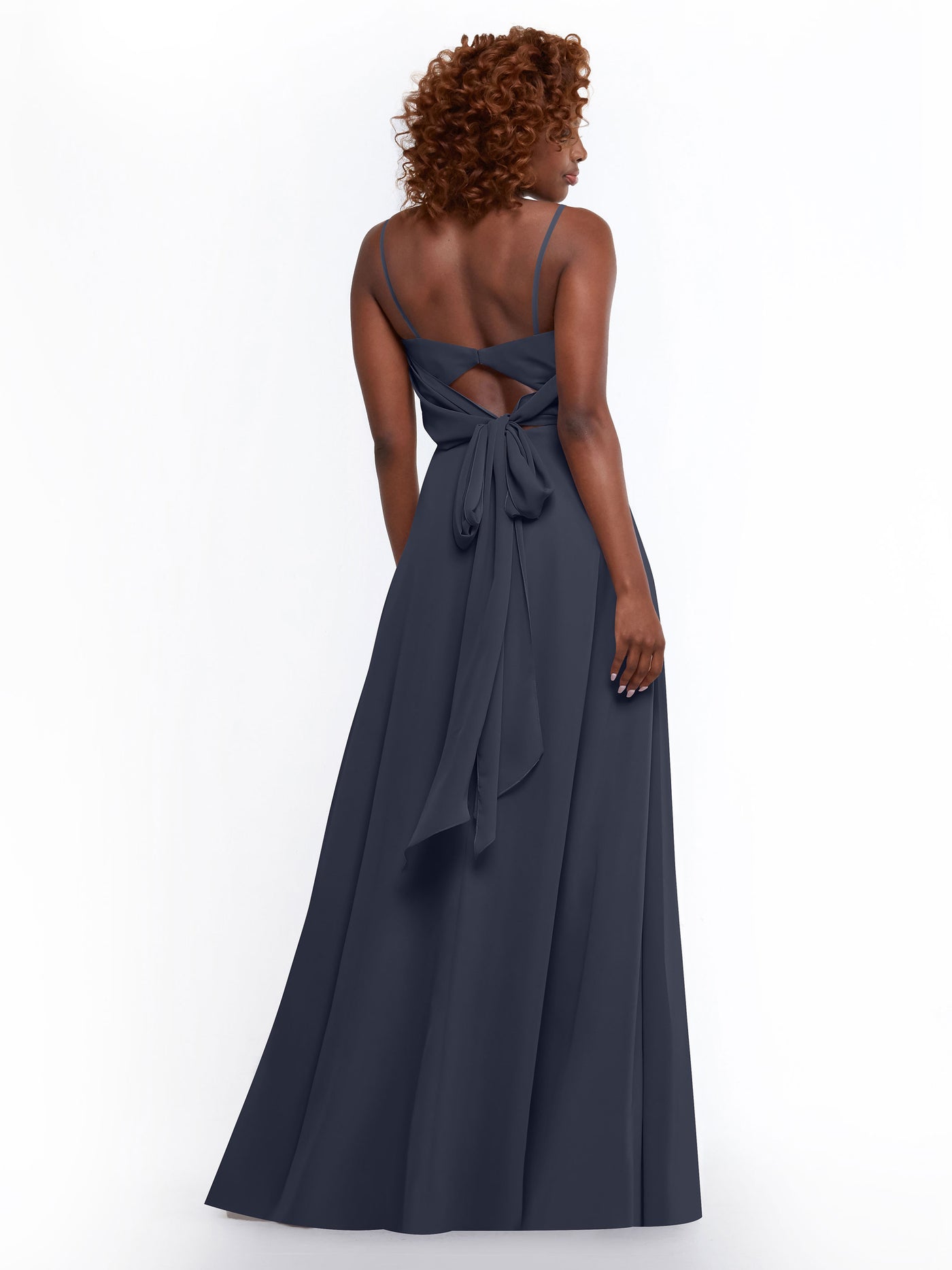 80170 - A-Line Bridesmaid Dress with Flowy Chiffon Skirt and Slit