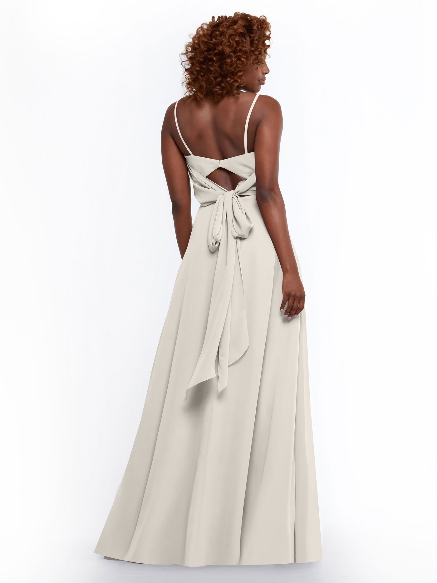 80170 - A-Line Bridesmaid Dress with Flowy Chiffon Skirt and Slit