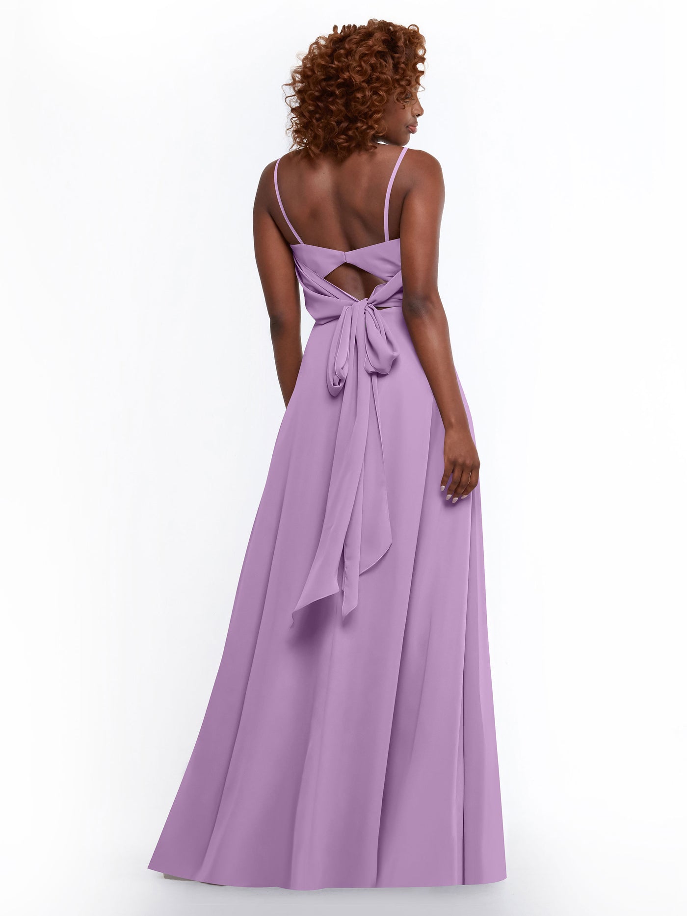 80170 - A-Line Bridesmaid Dress with Flowy Chiffon Skirt and Slit