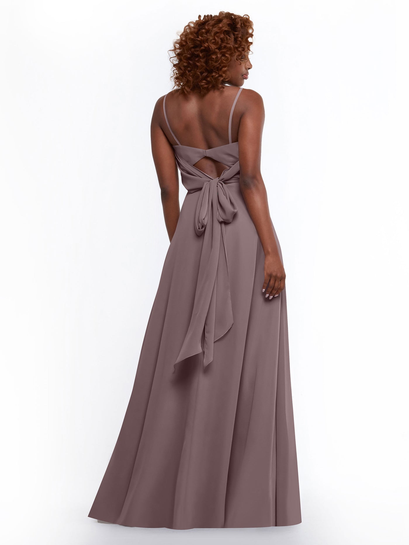 80170 - A-Line Bridesmaid Dress with Flowy Chiffon Skirt and Slit