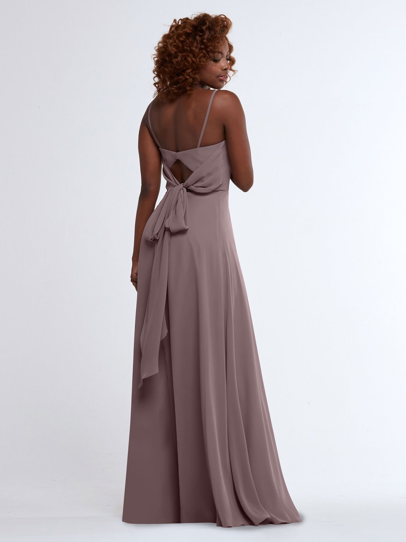 80170 - A-Line Bridesmaid Dress with Flowy Chiffon Skirt and Slit