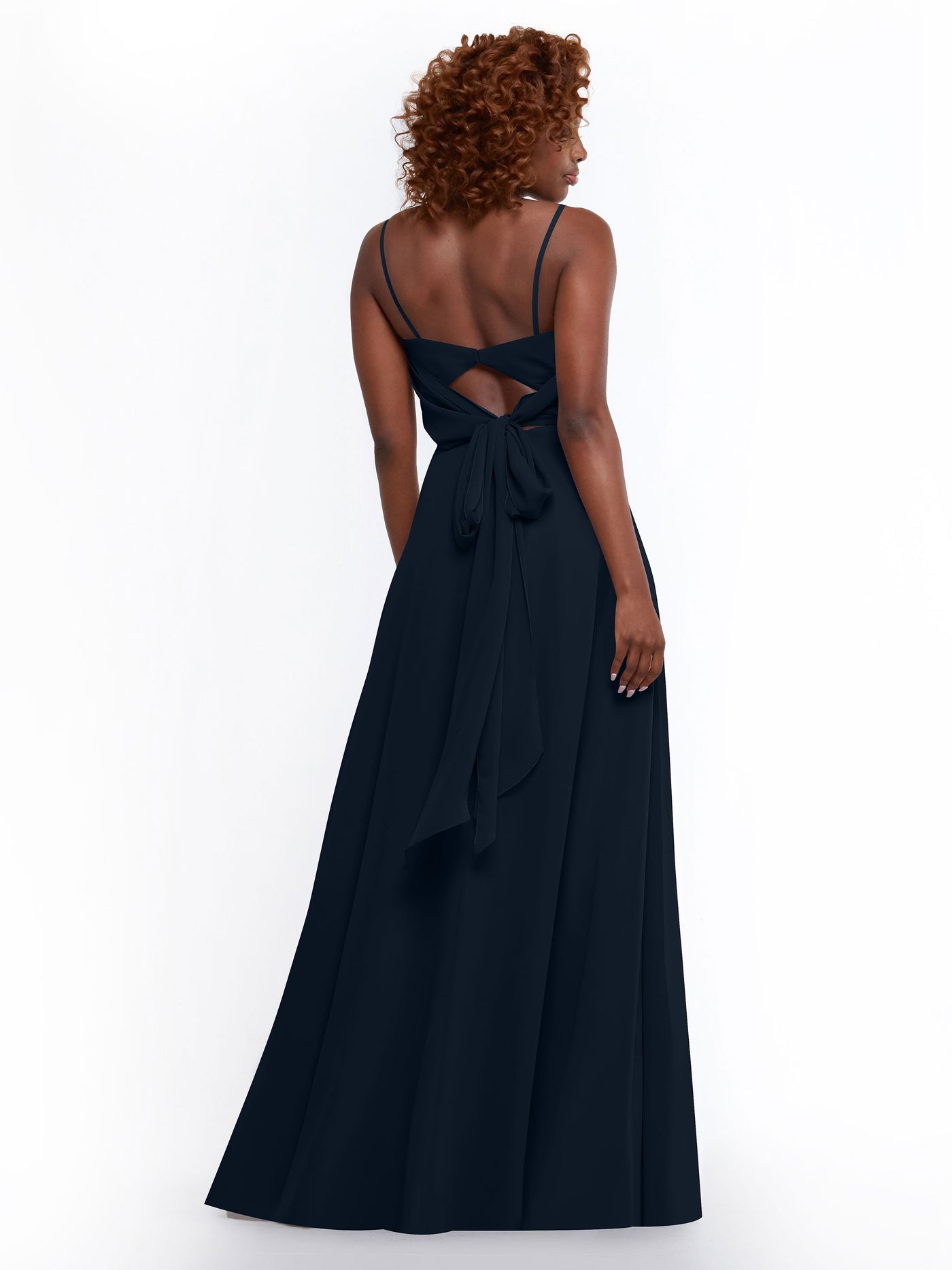 80170 - A-Line Bridesmaid Dress with Flowy Chiffon Skirt and Slit