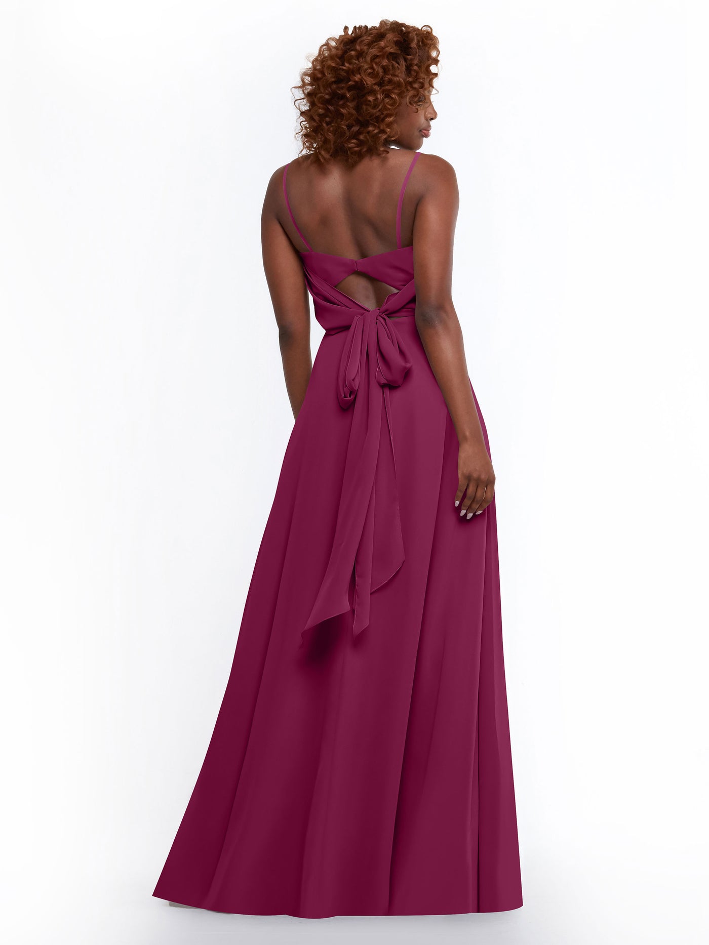 80170 - A-Line Bridesmaid Dress with Flowy Chiffon Skirt and Slit