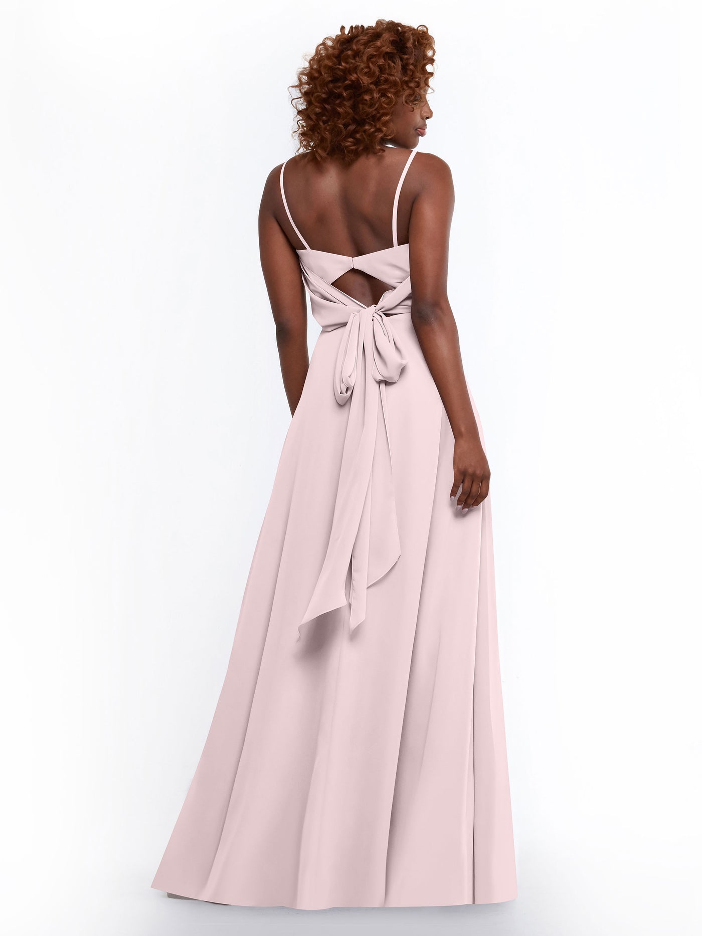 80170 - A-Line Bridesmaid Dress with Flowy Chiffon Skirt and Slit