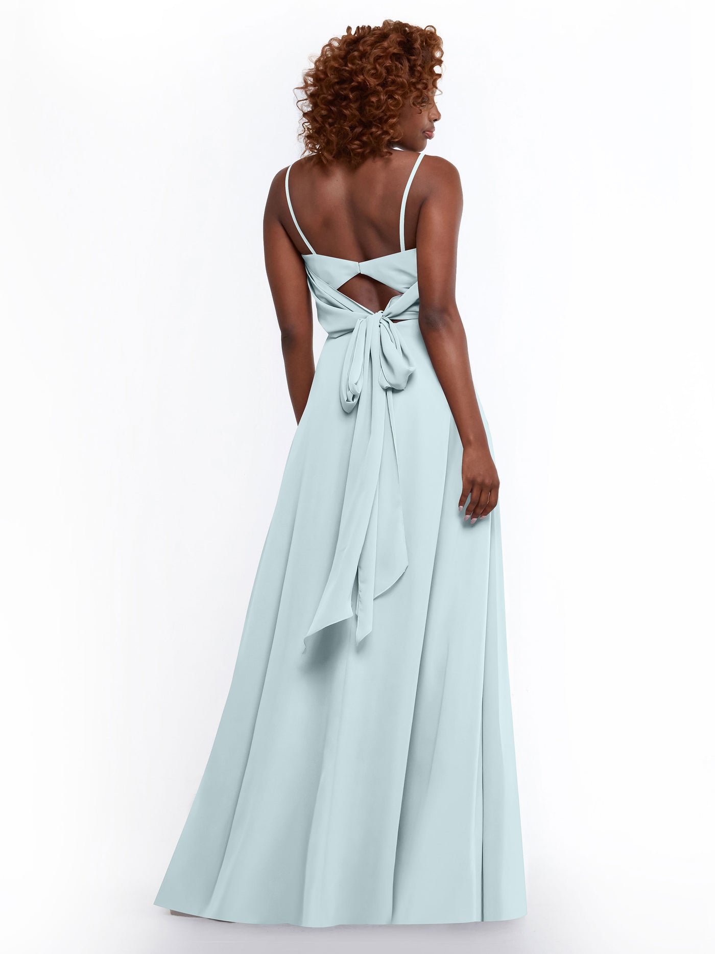 80170 - A-Line Bridesmaid Dress with Flowy Chiffon Skirt and Slit